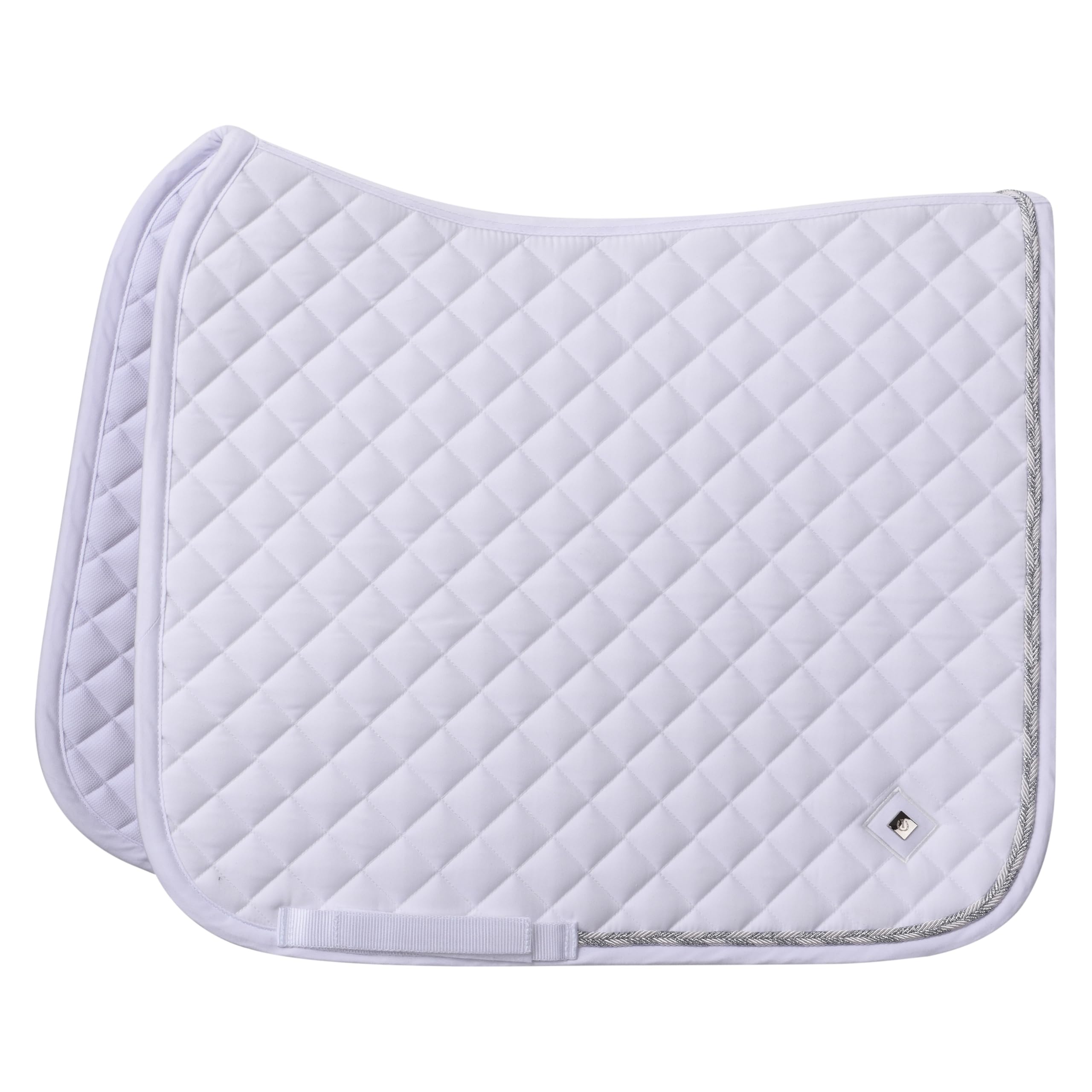 Imperial Riding Mantovana IRH Basic Cotton Dr, sottosella con trapuntatura a Rombi, Bordatura Glitterata e Logo in Metallo, Bianco, Full