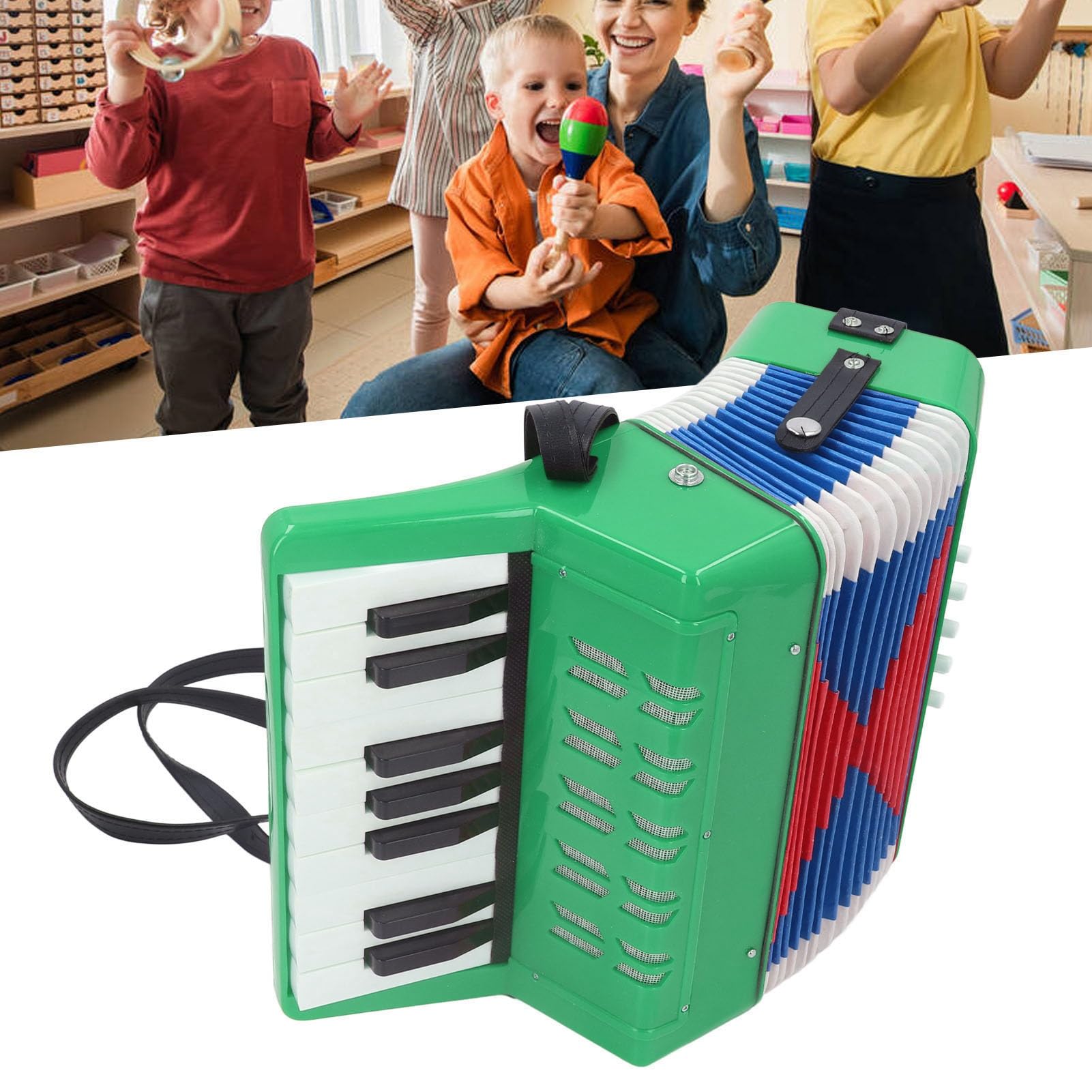 Fisarmonica a Piano ABS 17 Tasti Ideale per Bambini Principianti con Manuale Utente e Spartito Musicale (GREEN)