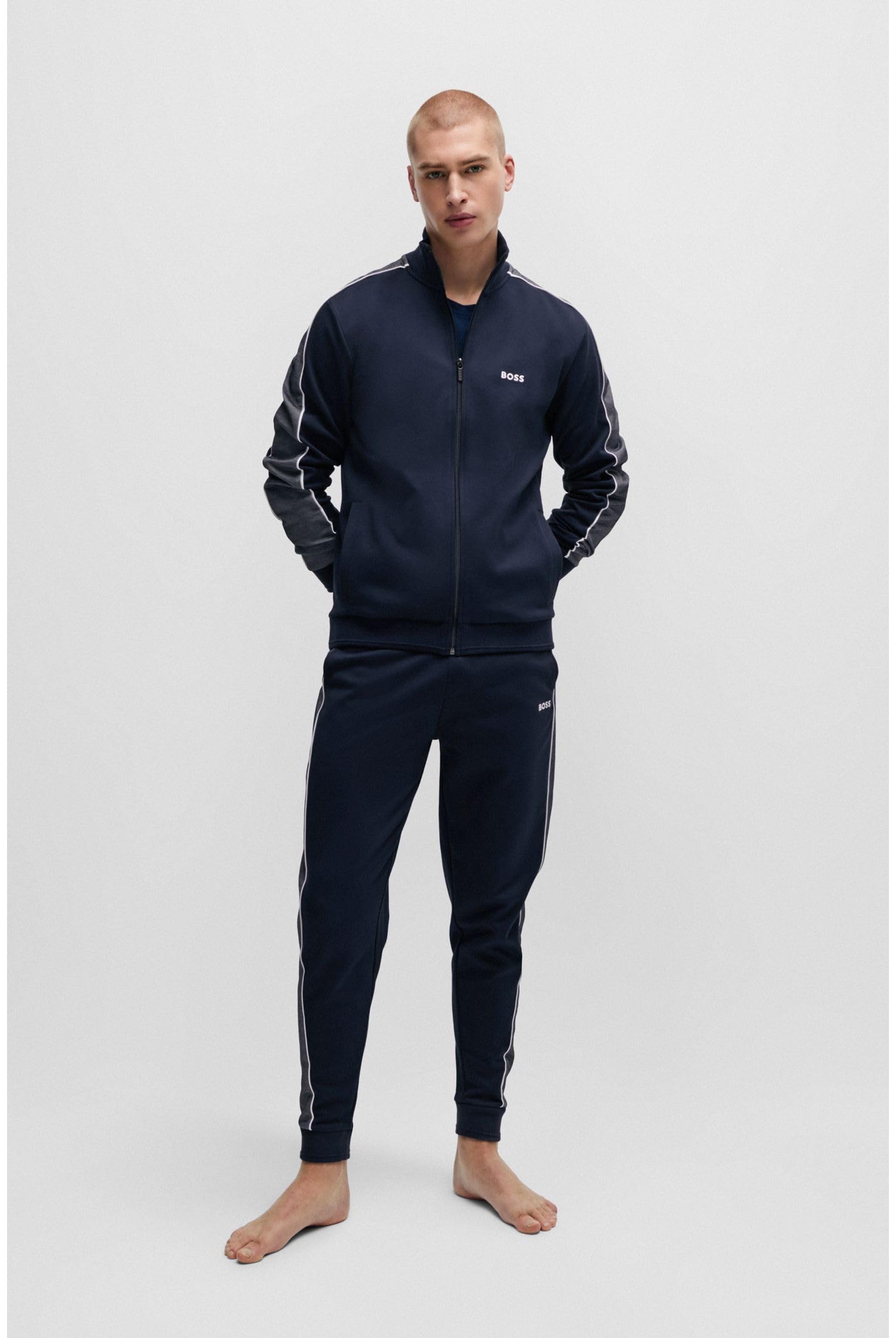 BOSS Herren Tracksuit Pants Jogginghose aus Baumwoll-Mix mit Folienprint-Logo