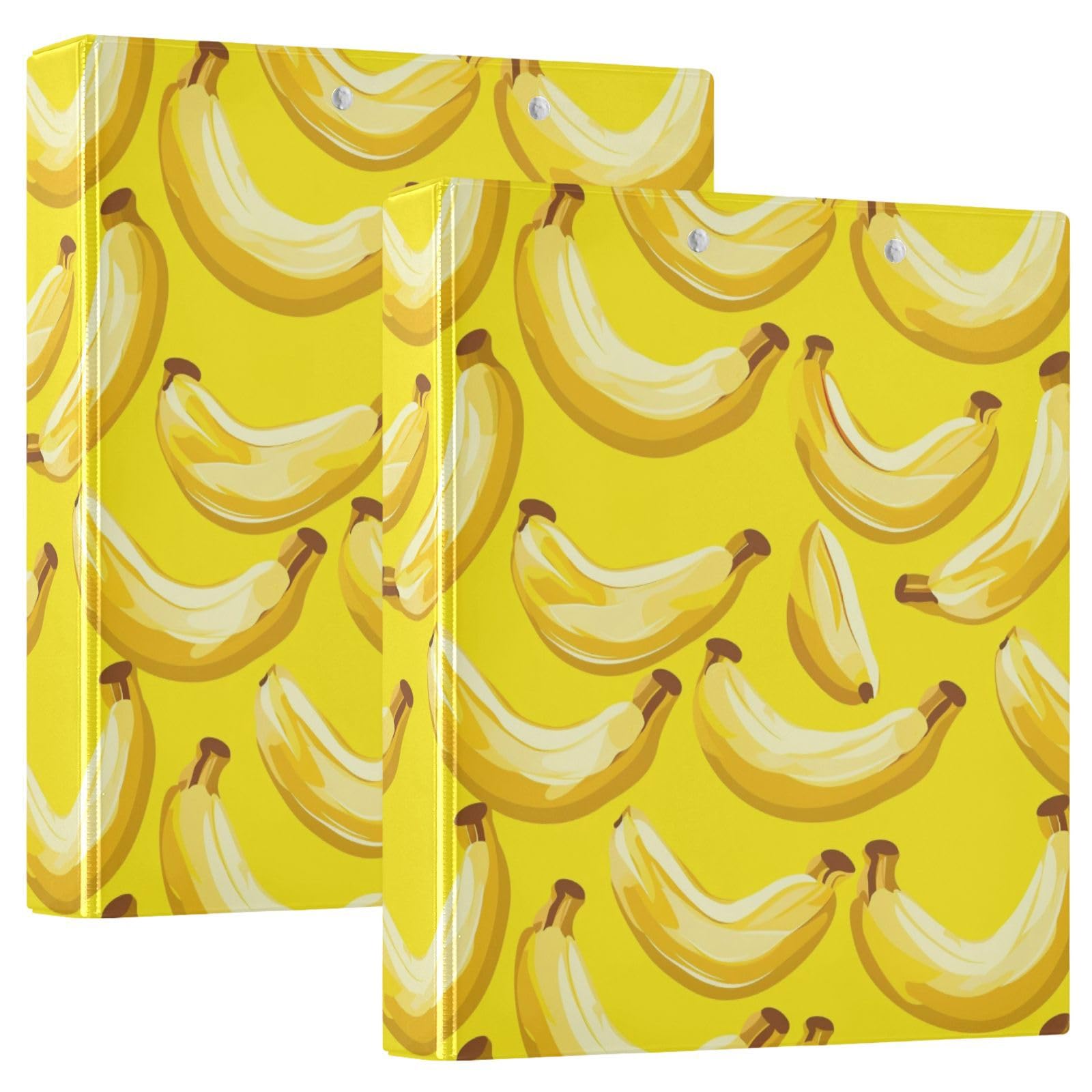 CWUPZAY 3 Ring Binder 1 Pack Cartoon Banana Binder with 2 Pockets Three Ring Binder with 1.5 inch Round Ring for School or Office Supplies