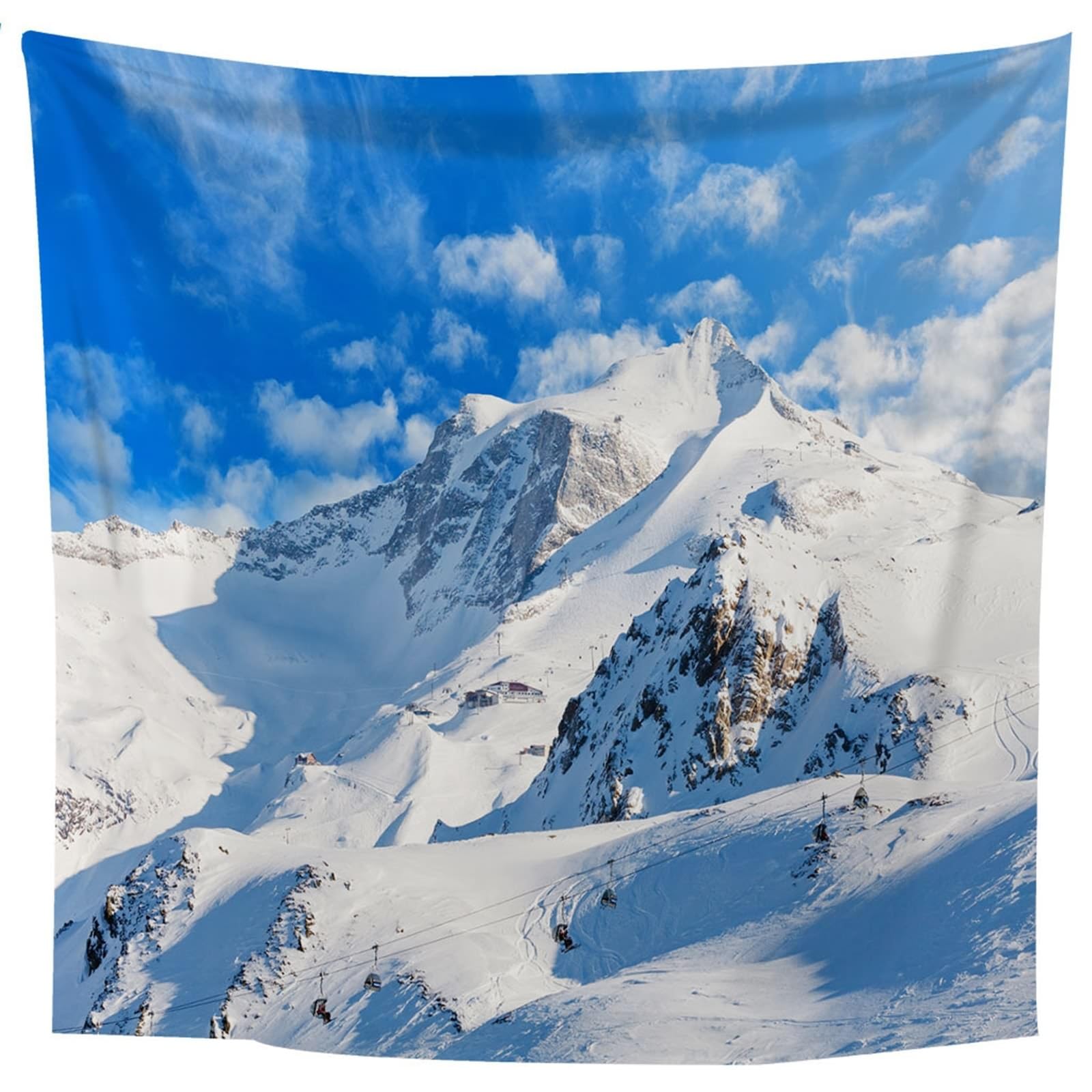 Lieson Wandteppich Schneeberg, Wandtücher Weiß Blau Wandteppiche für Wohnzimmer Wohnheim Heimdekoration, 260x240CM