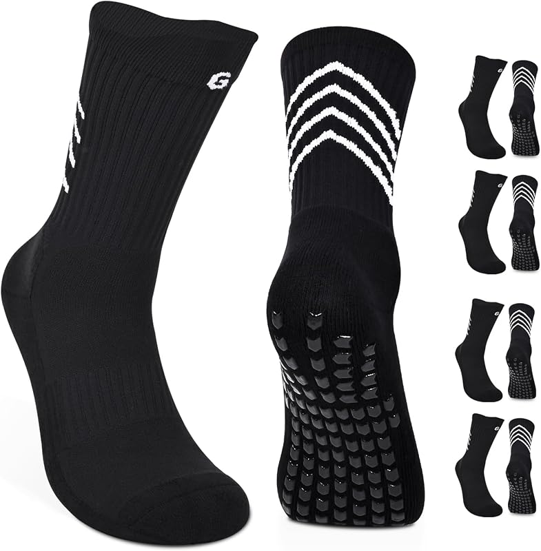 4-Pair Cotton Grip Soccer Socks Men Women Non-slip Football Socks Sport Sock Yoga Pilates Basketball Hikking Cycling