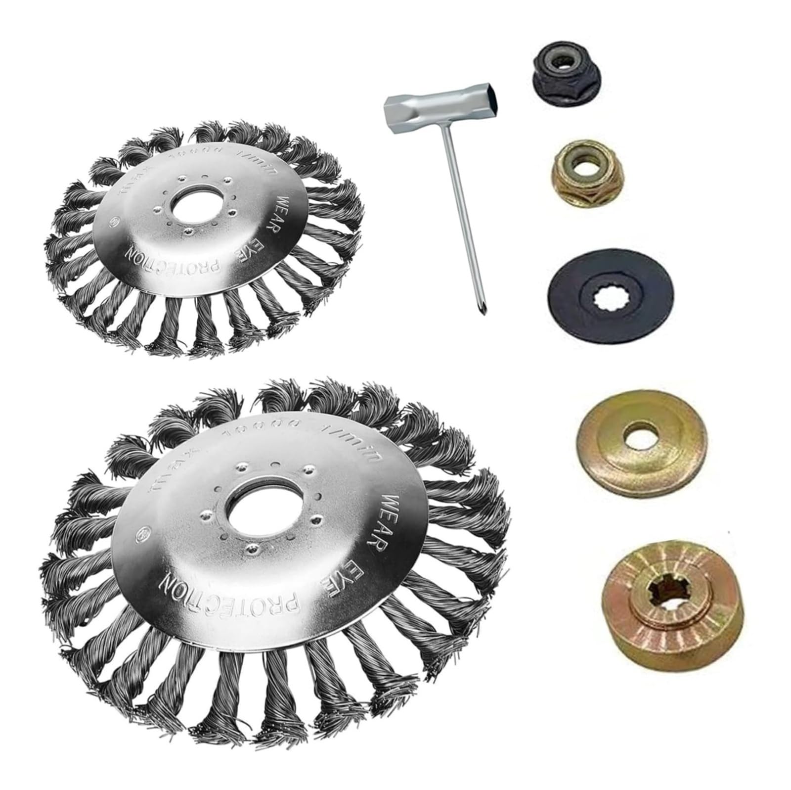 Cuchilla de desbrozadora rotativa de 6 y 8 pulgadas con kit de adaptador universal for recortadoras StHL, cortacésped de jardín for eliminación de óxido de hierba musgo