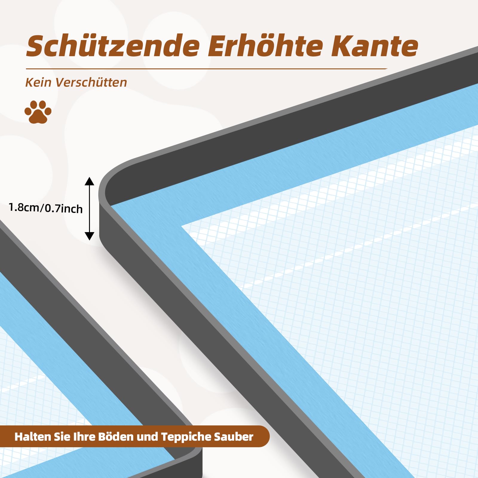 Mittimiya PIPI Pads mata silikonowa taca dla psów, pasuje do mat PIPI dla psów o wymiarach 60 x 60 cm, podkładki treningowe z 8 zaciskami, szczelna i bez rozlania, do ochrony podłóg wewnętrznych