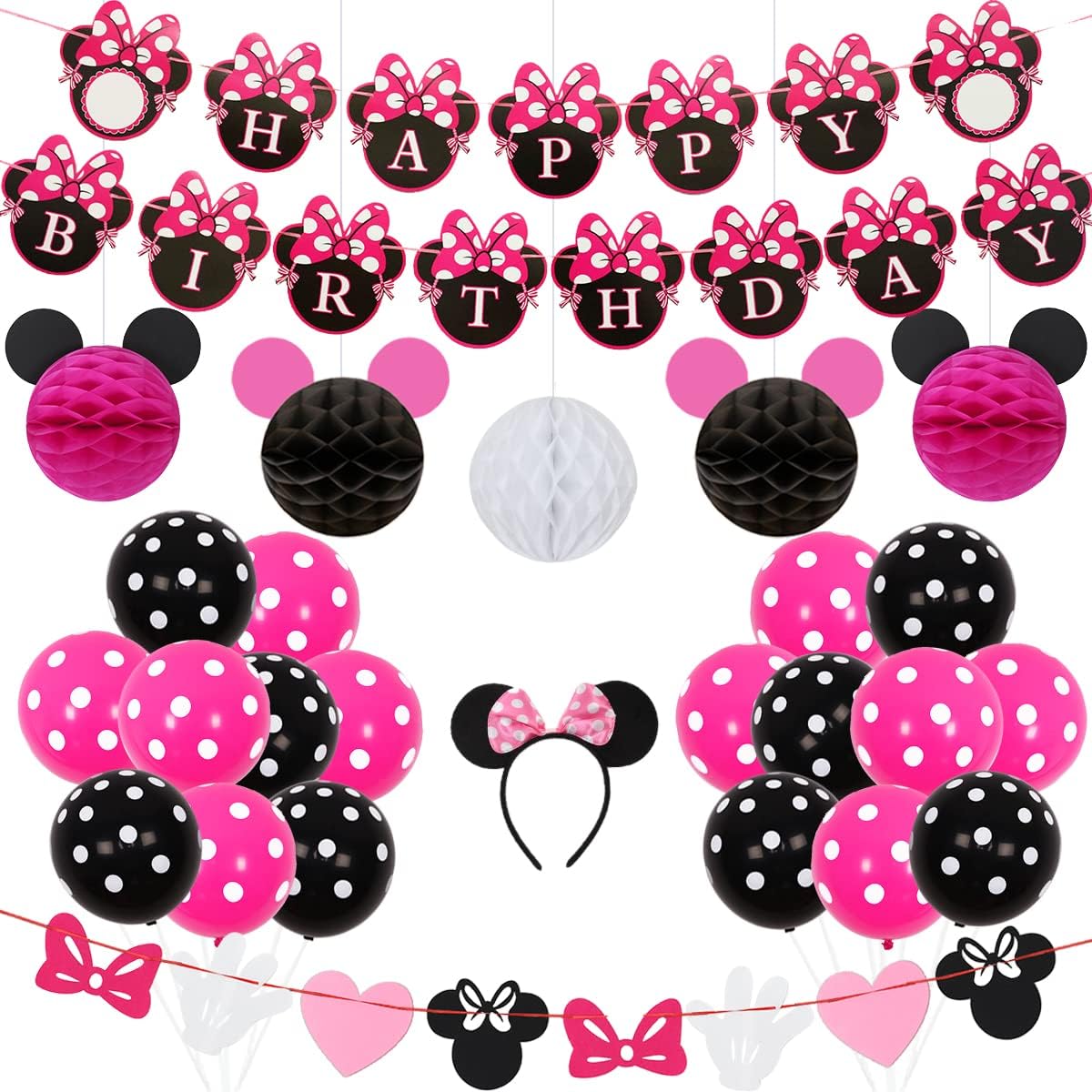 Cartoon Mouse Themed Birthday Party Supplies Decorations for 1st 2nd 3rd Birthday Baby Shower
