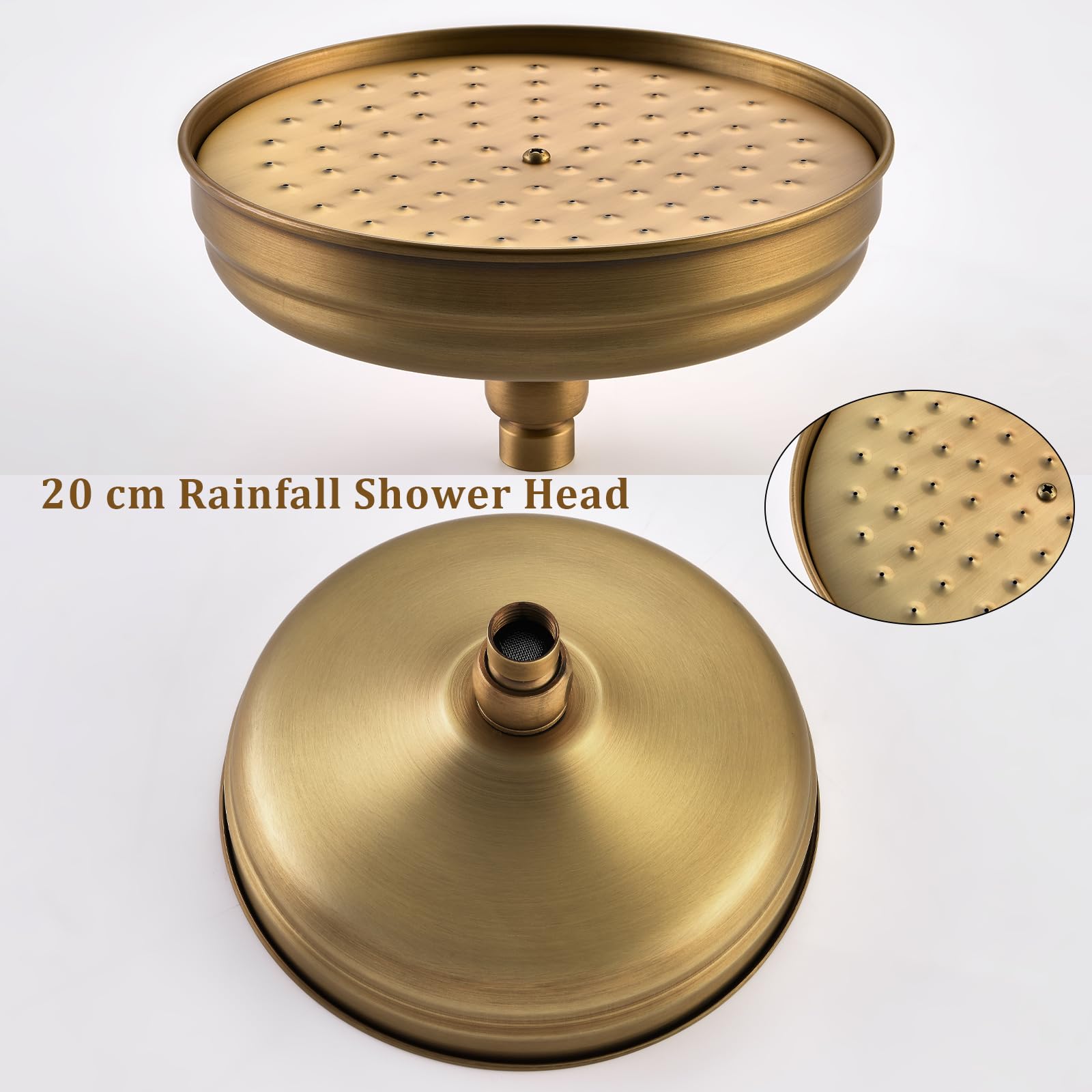 ESOP Conjunto de Ducha Retro Sistema de Ducha Montaje en La Pared Columna de Ducha Latón Set de Ducha con 20cm Giratorio Alcachofa de Ducha, Alcachofa de Mano, Ajustable Barra de Ducha
