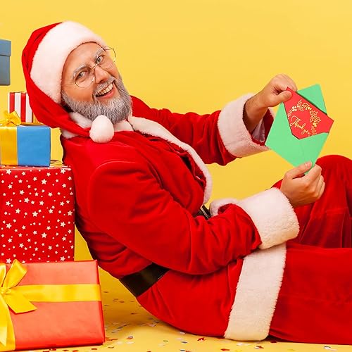 Miniatura 6 de 24 juegos de tarjetas de agradecimiento de Navidad con sobres, calcomanías de Feliz Navidad, tarjetas de agradecimiento de lámina dorada, tarjetas