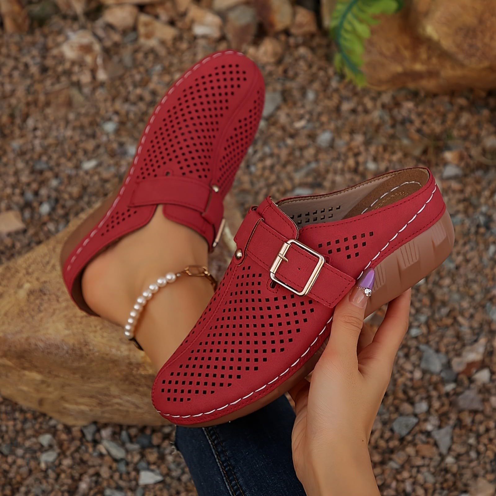 Generico Sandales Et Mules Pour Femmes Confortables LéGèRes AntidéRapantes Semelle Souple Respirantes Chaussures Femme éTé éLéGantes Mules OrthopéDiques Pieds Larges Ville Usage Quotidien