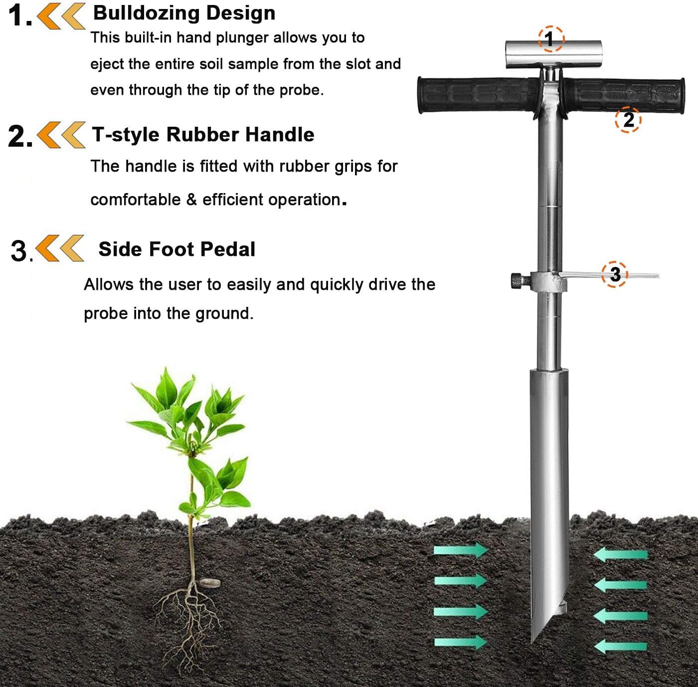 土壌プローブサンプルエジェクター付き土壌サンプラープローブの組み込みステンレス鋼ゲータープローブステップチューブサンプラープローブ Soil