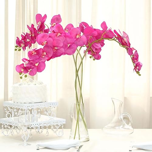 Efavormart - 2 tallos de orquĂdea de seda fucsia de 40 pulgadas de alto, tallos de flores artificiales de tacto real para decoraciĂłn de boda Efavormart - 2 tallos de orquĂdea de seda fucsia de 40 pulgadas de alto, tallos de flores artificiales de tacto real para decoraciĂłn de boda