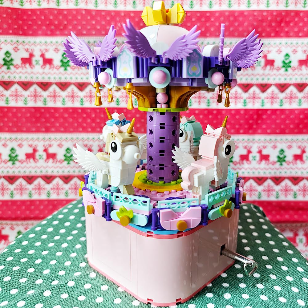 Cokomono Giocattolo Costruzioni - Carosello Musicale Con 874 Pezzi, Mattoncini Per Bambini Dai 6 Anni, Idea Regalo