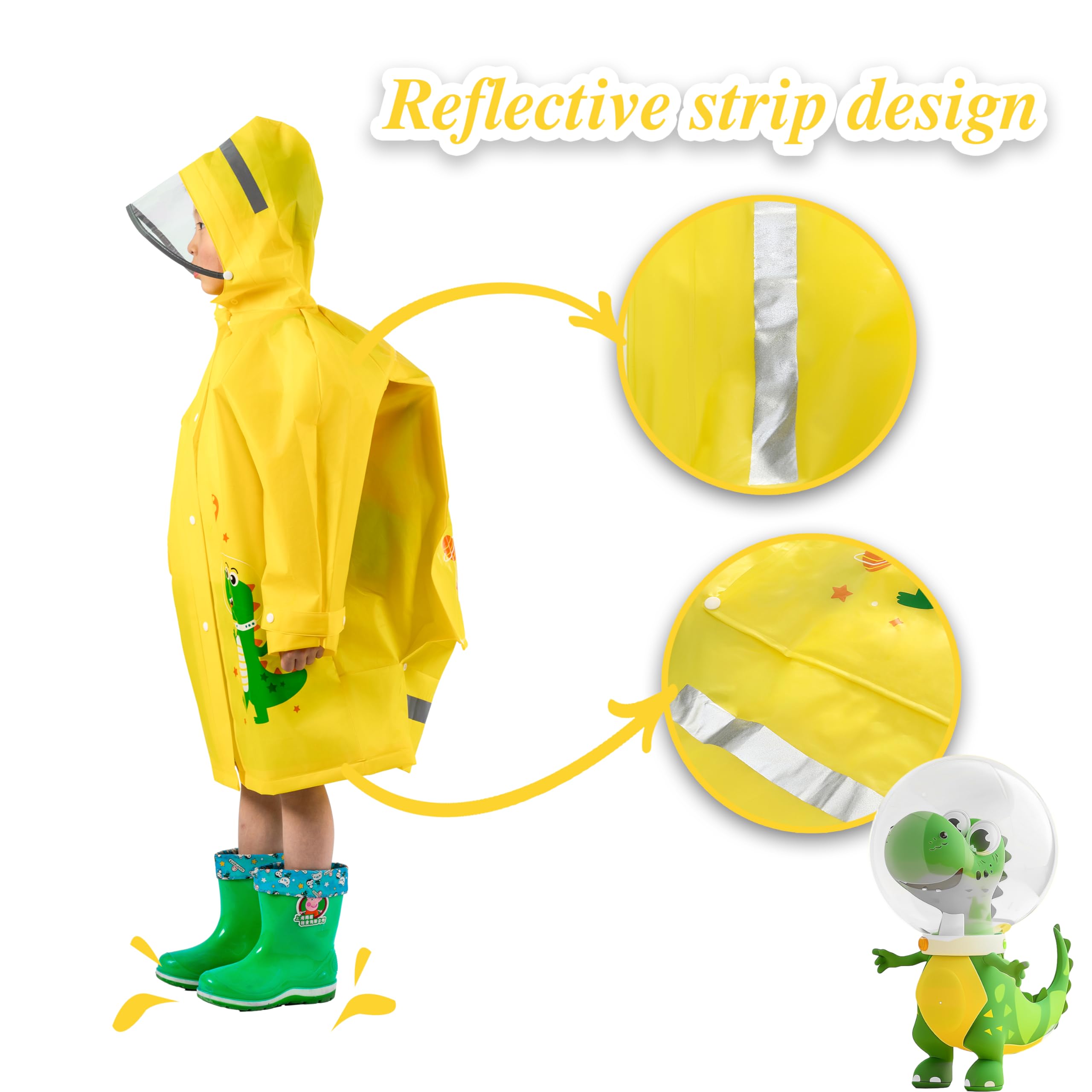 Chubasquero Ligero Niños Niñas, Impermeable EVA Poncho de Lluvia Reutilizable con Funda para Mochila de Dibujos Animados, Deportivo, Unisex, 1-12 Años, S M L XL