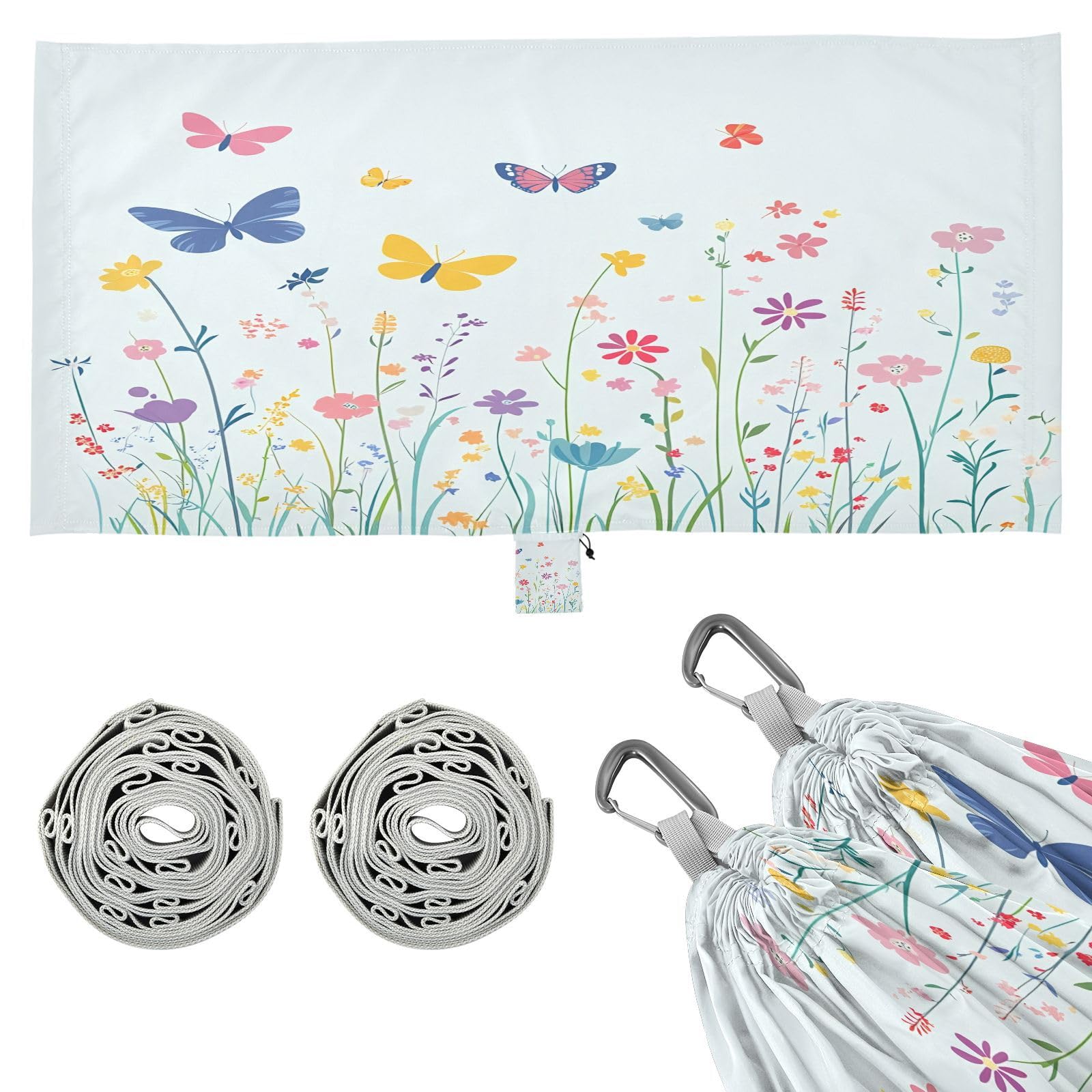 ATTX Colorful Spring Flowers Camping Hammock - Lightweight & Portable Hammocks, Heavy Duty 330lbs Capacity for Indoor, Hiking, Backpacking, Travel, Backyard, Beach#219