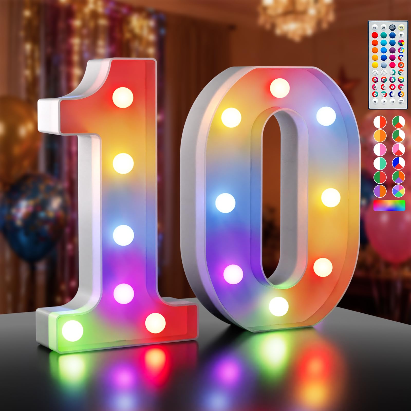 Ledido LED Light Up Marquee Numbers Sign - Cool & Warm Light up Numbers for 40th Birthday Decorations, LED Number Lights for Wedding Anniversary Grad Home Bedroom Table Wall Party Decor, Number 40 — view 37