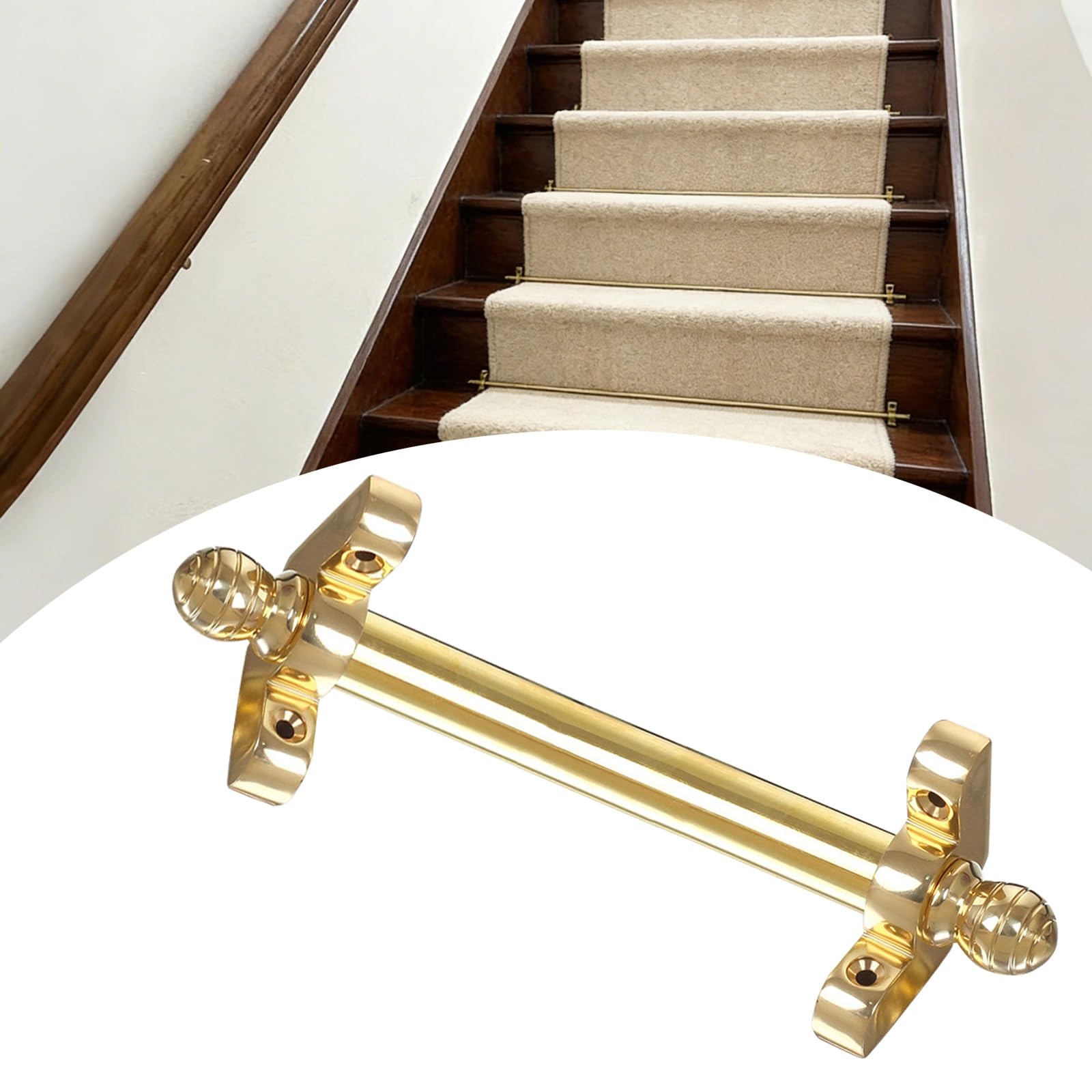 asdchZen Gold Stair Carpet Rods Set, 102Cm/40In, Durable Stair Treads Solution,IPWE07828-1pcs-102cm/40in