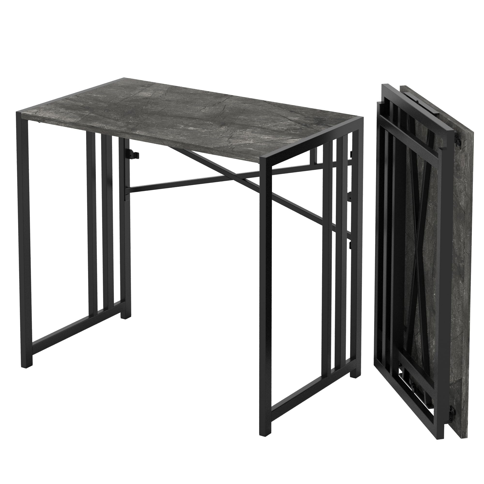 Lutown-Teen 90 cm Small Folding Desk No Assembly Required, Grey — image 1