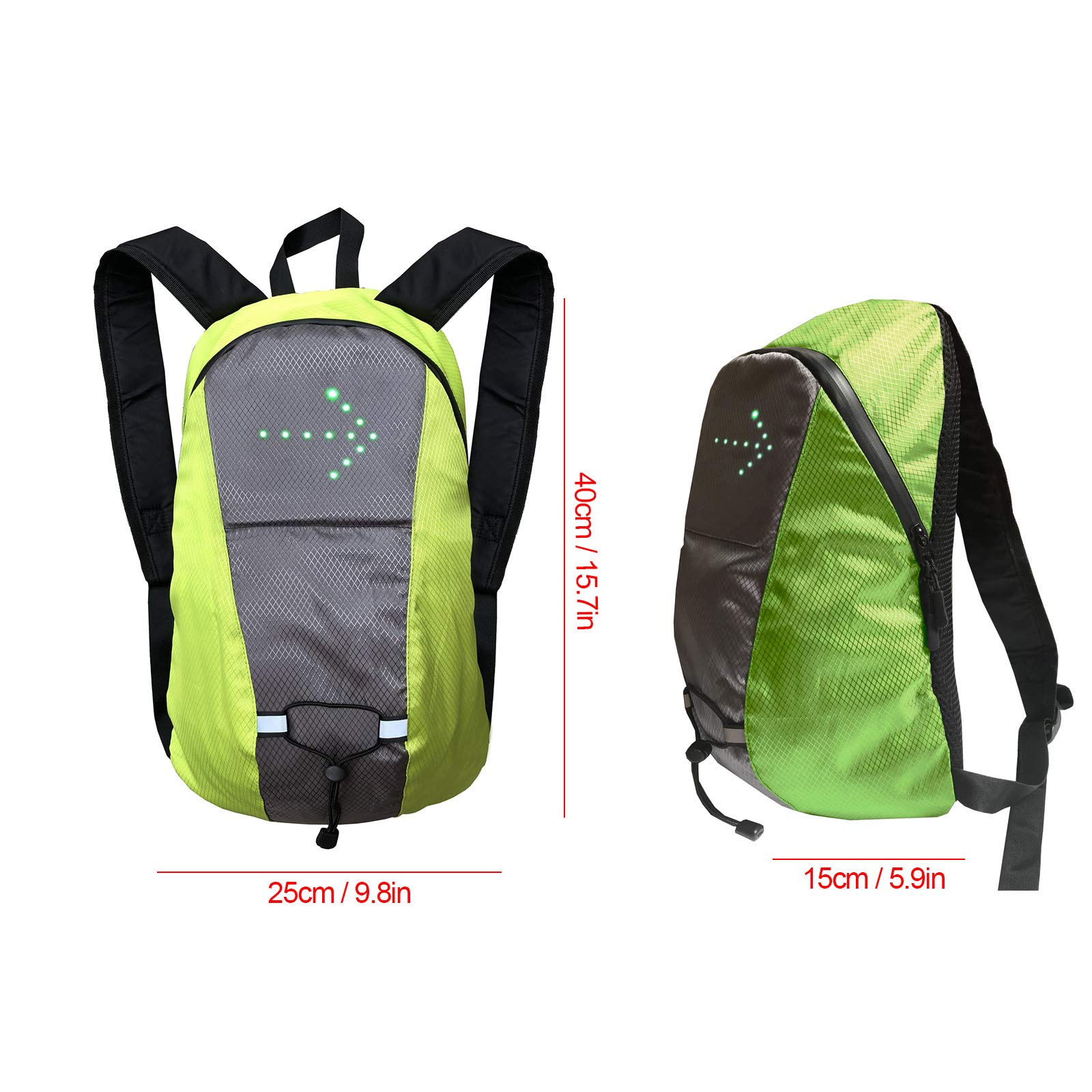 LIXADA Sac À Dos Réfléchissant Léger USB Rechargeable Indicateur de Direction du Signal Lumineux sans Fil à Del pour Cyclisme Courir Marche Jogging (Gris)