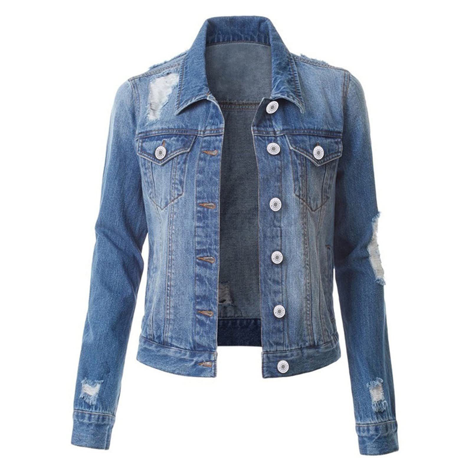 Abrigo vaquero largo para mujer, de gran tamaño, chaqueta vaquera para mujer, color negro, elástica, para el tiempo libre, deportiva, chaqueta vaquera, chaqueta de entretiempo con botones, chaqueta
