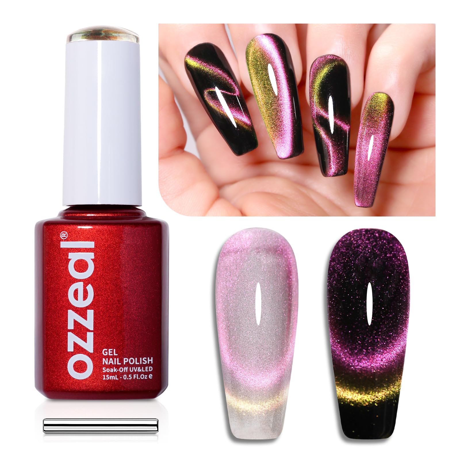 Ozzeal Iridescent Nude Mauve Pink Gel Nail Polish, 15ML Sparkle Shimmer Glitter, Soak Off LED UV Gel Nail Polish for Art DIY Manicure — view 98