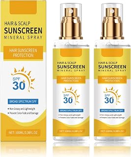 Hair & Scalp Sunscreen Spray SPF 30 Non-Greasy - UV Protection for Color-Treated Hair, Travel-Size Scalp Sunblock Prevents Fading & Dryness, Beach Pool Essential for All Hair Types 3.38oz (2)
