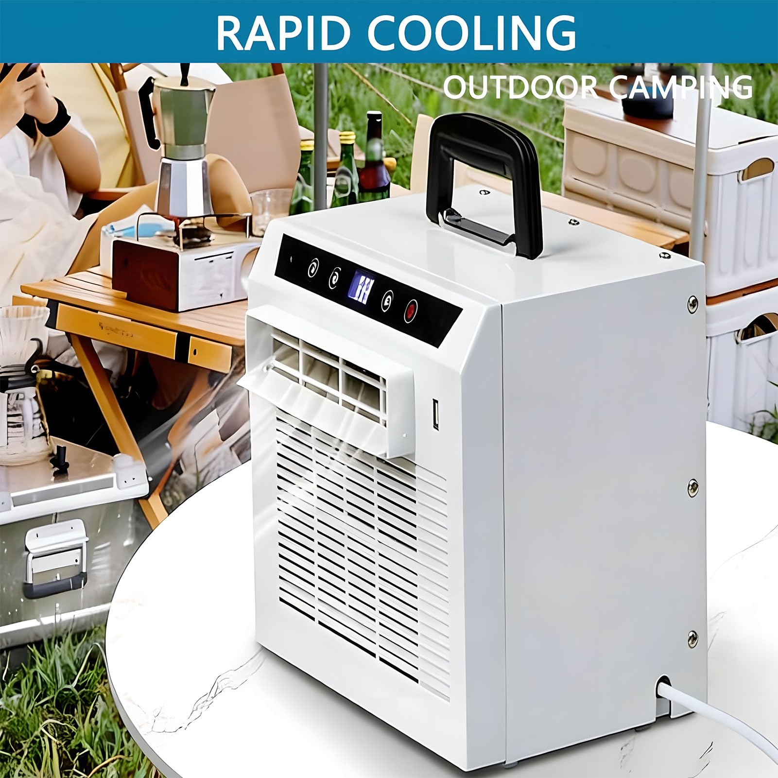 Split Design Przenośny klimatyzator AC — 3000 BTU ze sterowaniem dotykowym/zdalnym/WiFi — Zegar 24-godzinny i konstrukcja z górnym uchwytem — do kempingu/ciężarówki/samochodu kem 1.5m Connecting Pipe