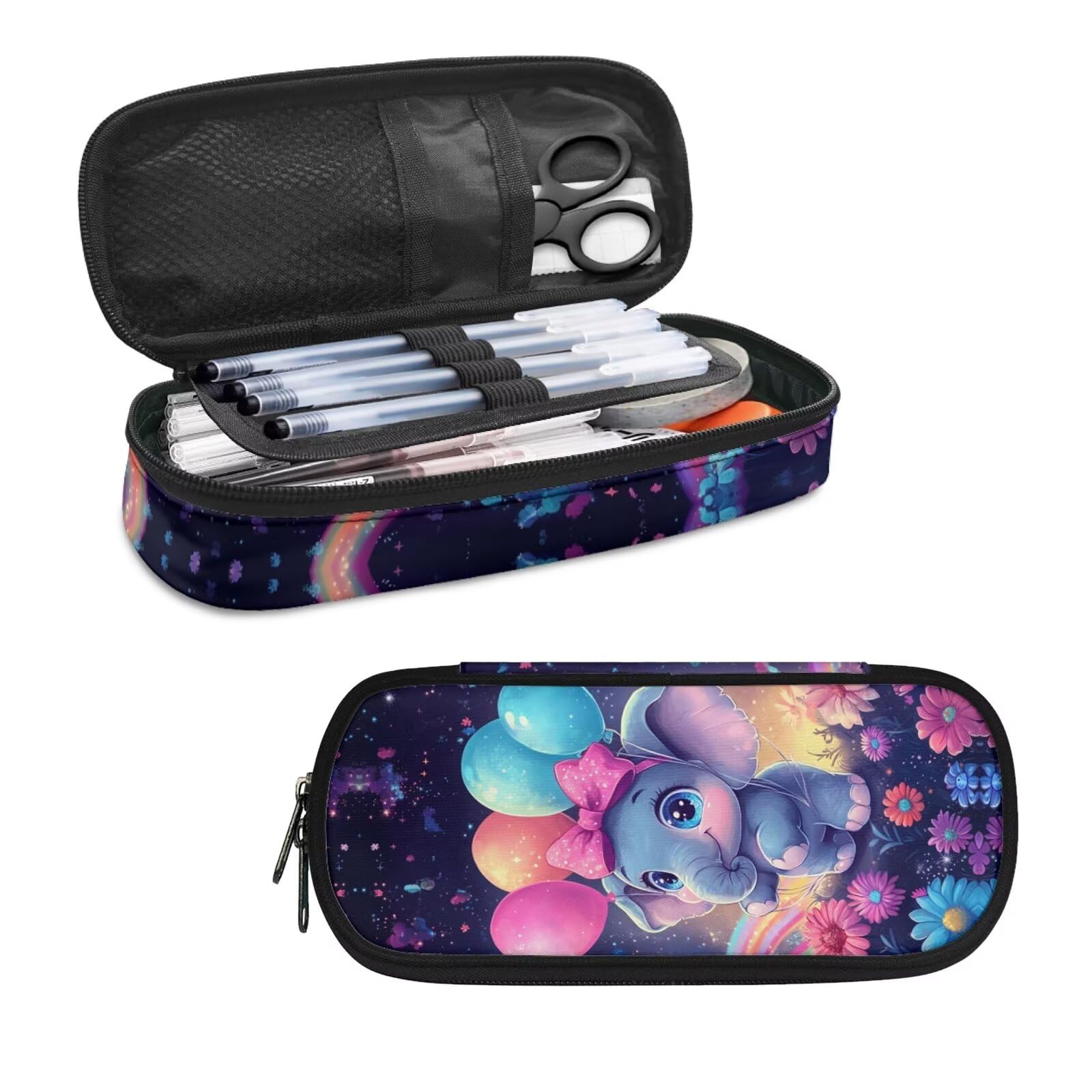 Elephant Pencil Case for Girls Boys Kids Pen Bag School Pencil Pouch Sturdy Pen Holder Box Stationery Organzier Markers Cases Women Men School Office Gifts