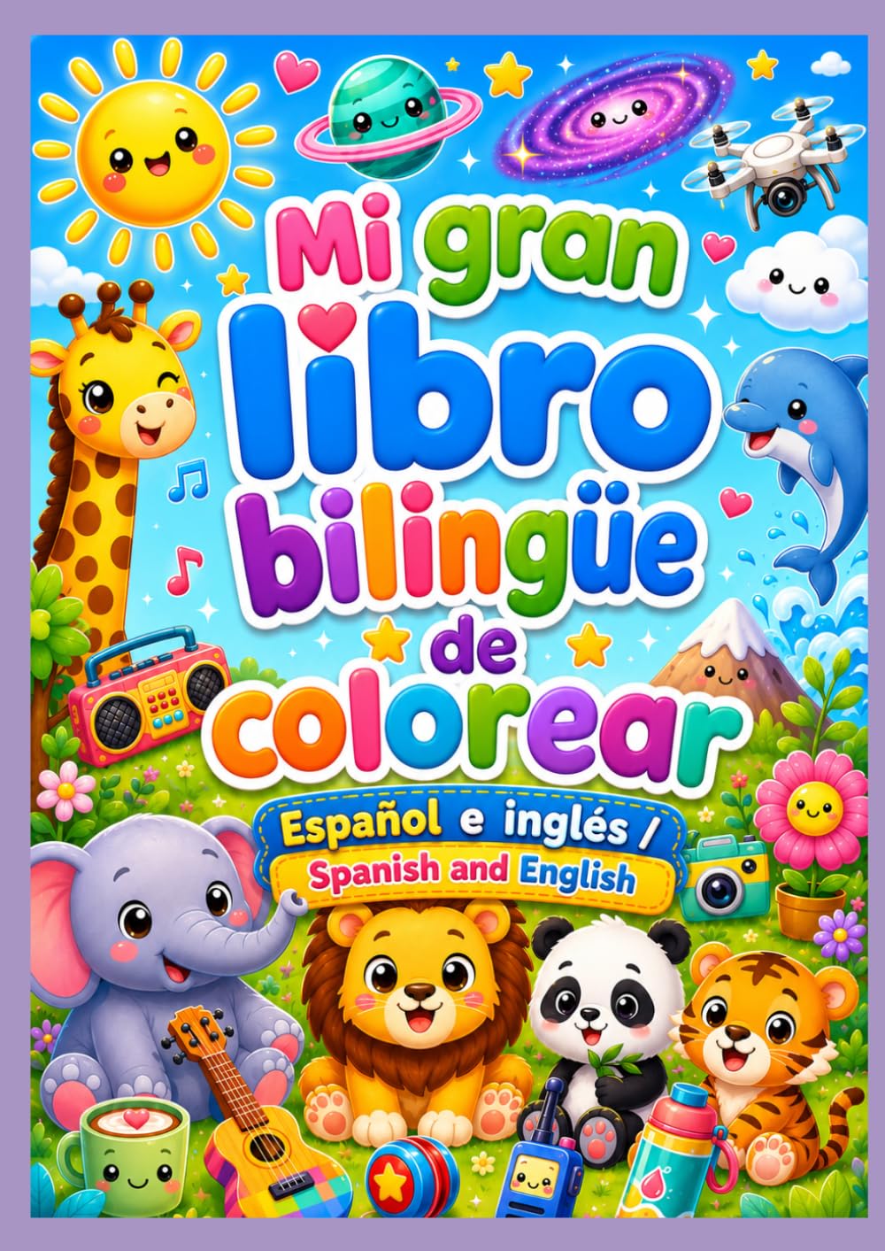 Mi gran libro bilingüe de colorear: Español e Inglés. Spanish and english