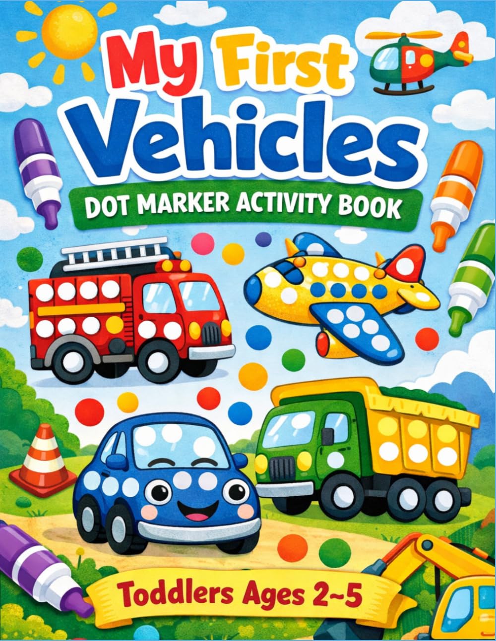 My First Vehicles Dot Marker Activity Book: Fun & Easy Do-A-Dot Coloring Book for Toddlers Ages 2–5 | Big Dots, Cars, Trucks & Things That Go