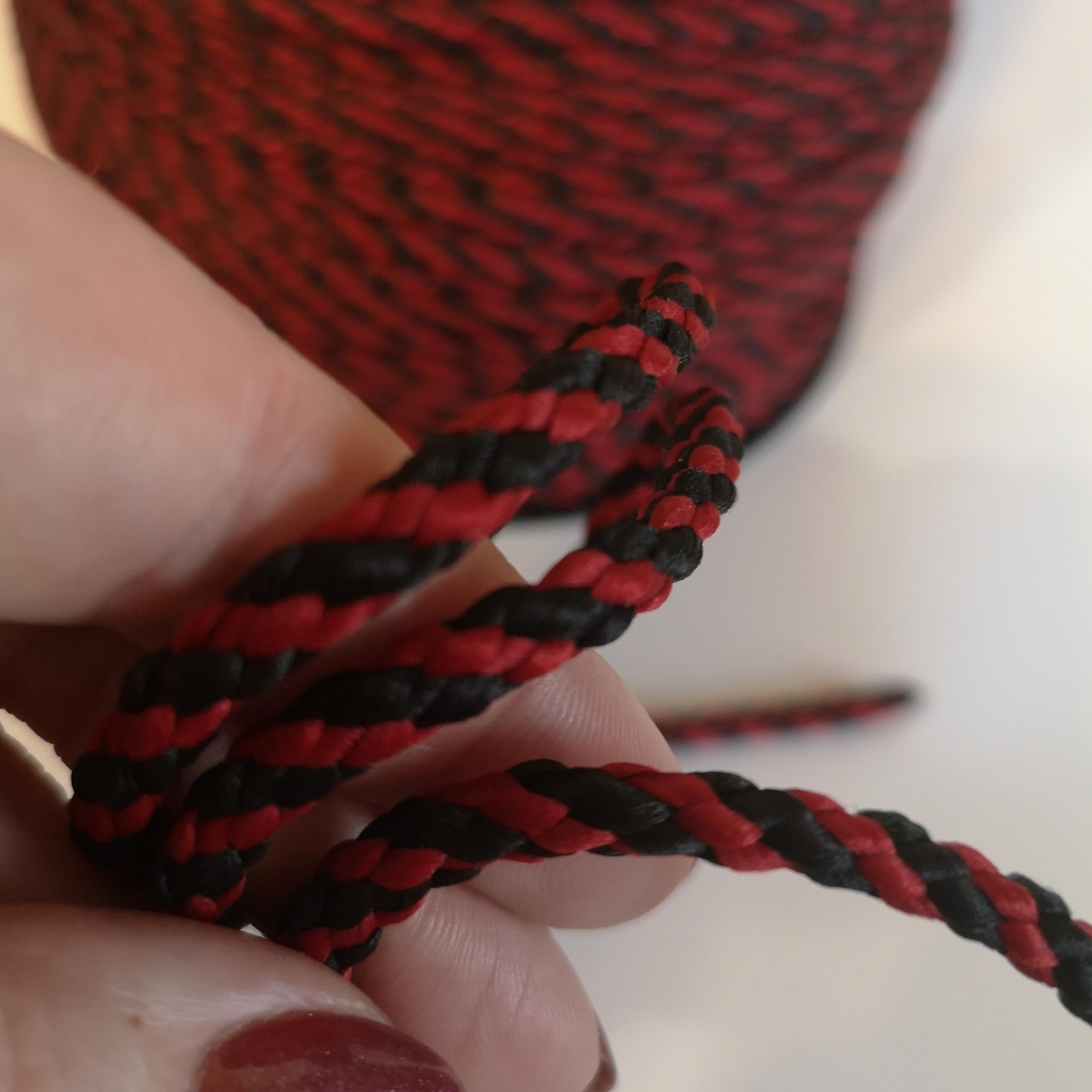 5mm Cord Drawstring Rope Polypropylene Strong String Craft Lacing Braided DIY (Red/Black, 20 meters / 65 ft) โ image 1