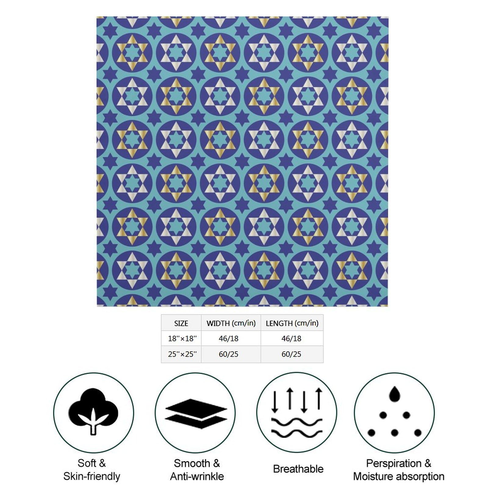 Csemeie Happy Traditional Jewish Passover Bandana Hair Scarf Headband Adjustable Neckerchief for Men Women Decor