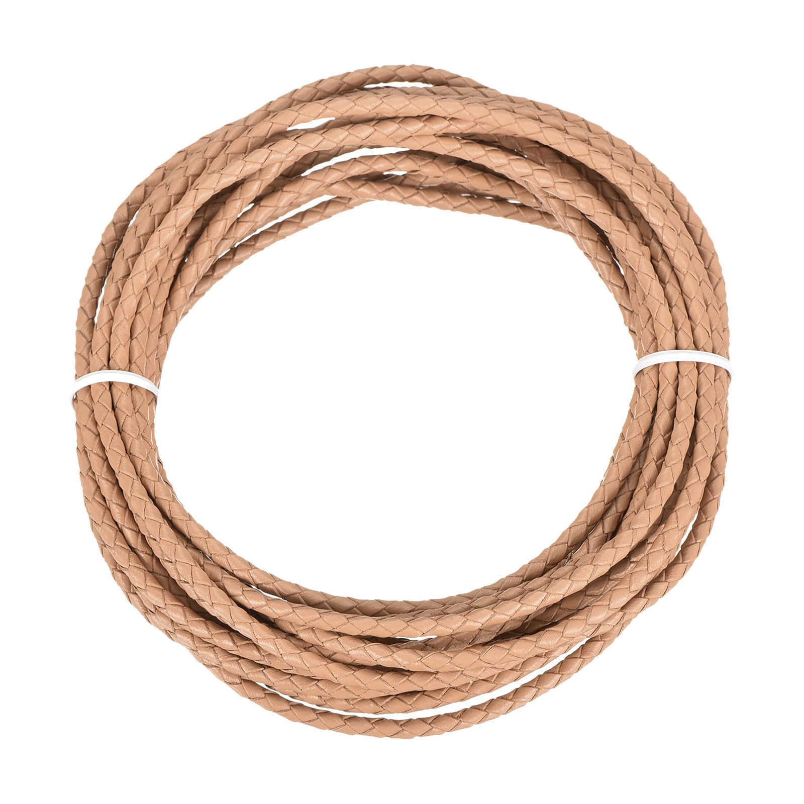 sourcing map Braided Leather Cord, 4mm Round Braided Faux Leather Necklace Cord Bolo Tie String 2 Yard for Jewelry Making Necklace Crafts Beading Braiding 58