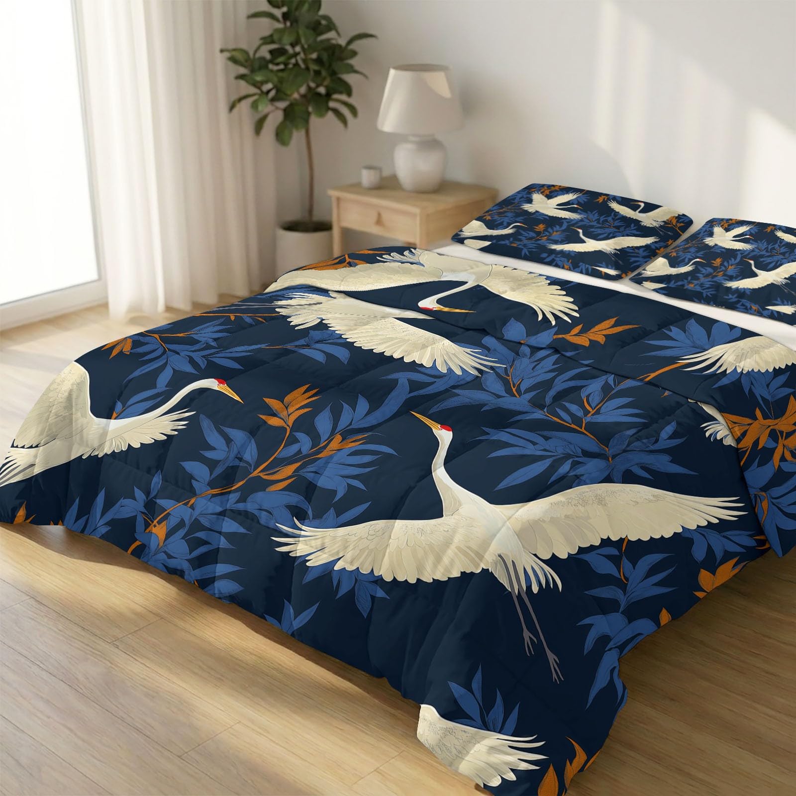 Couette 4 saisons mitternachtsblau 200x200 cm réversible avec 2 taies d'oreiller