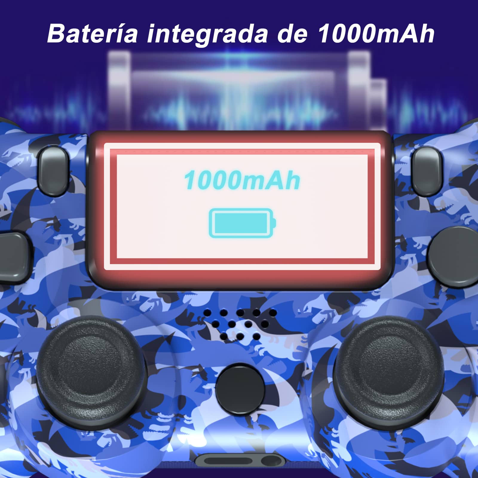 Mando de juegos compatible para Play4/Slim/Pro, mando con cable para PC con doble vibración, sensor giroscópico de 6 ejes y conector para auriculares (dinosaurios)