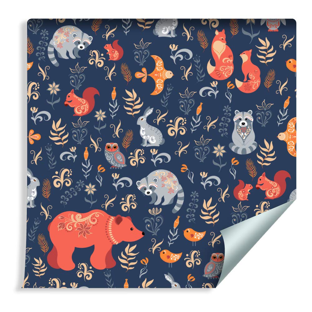 Papier Peint Pour Enfant Muralo - Animaux De La Forêt - Vinyle Vlieseline 10m X 53cm - Colle Incluse