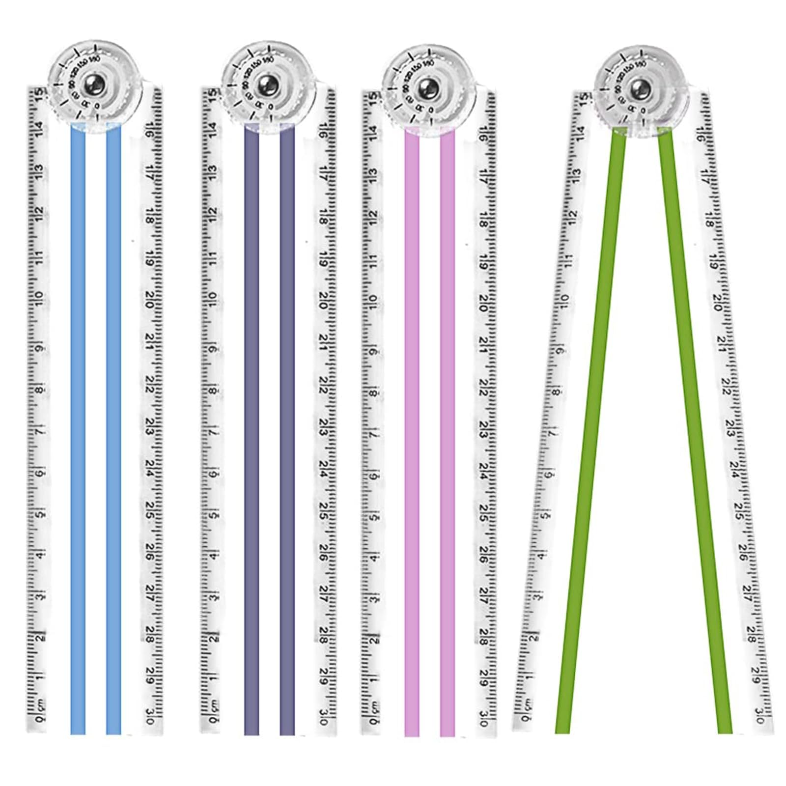 4 PCS 30cm Ruler Foldable, Clear Foldable Ruler, 15cm Transparent Straight Folding Ruler Folding Ruler 30cm for School Children Office