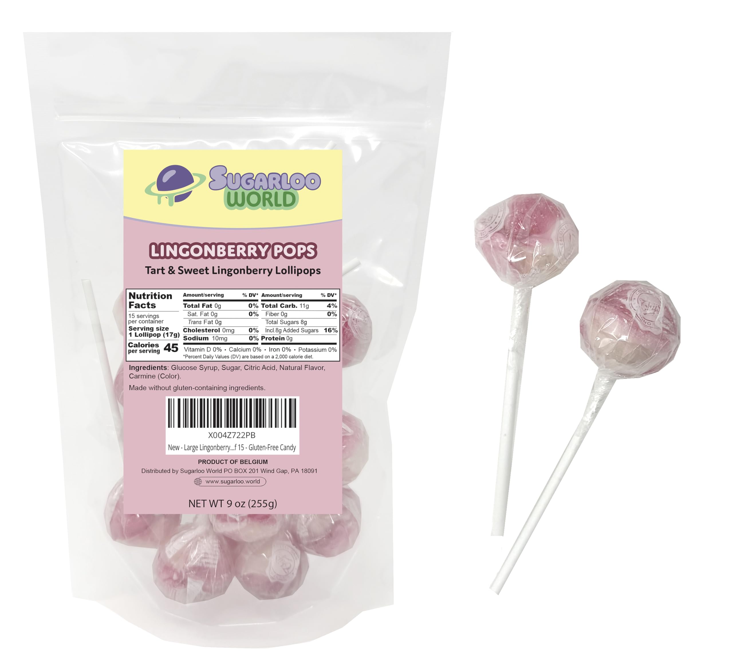 - Lingonberry Candy, Dye Free Lollipops, Individually Wrapped European Candy, Pink Lollipops, Gourmet Lolipop, 15 Pack
