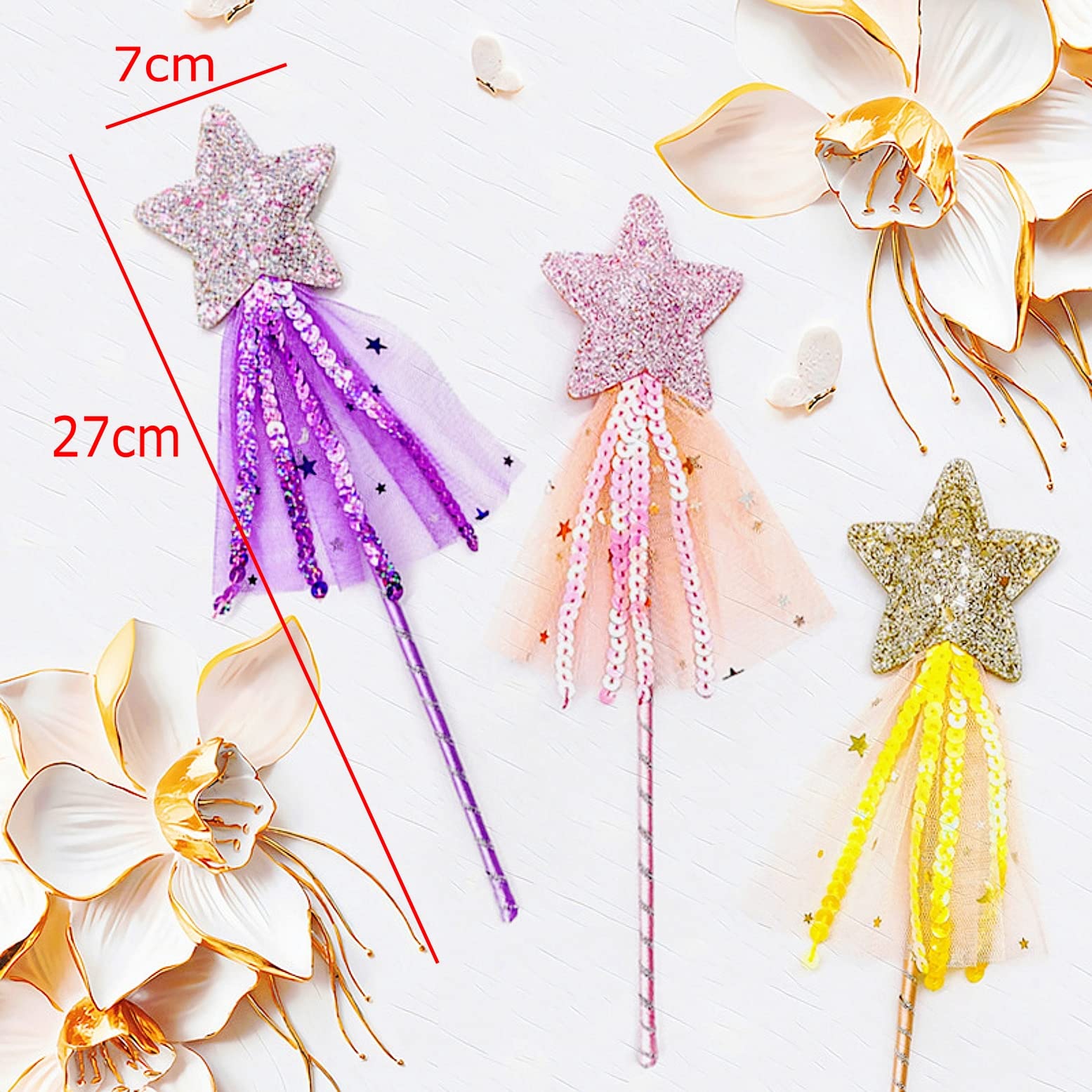 Bacchetta Magica Luminosa Per Bambine Kisangel - Con Glitter E Luci - 32 Cm - Giocattolo Per Cosplay, Compleanni, Halloween E Feste A Tema Principessa