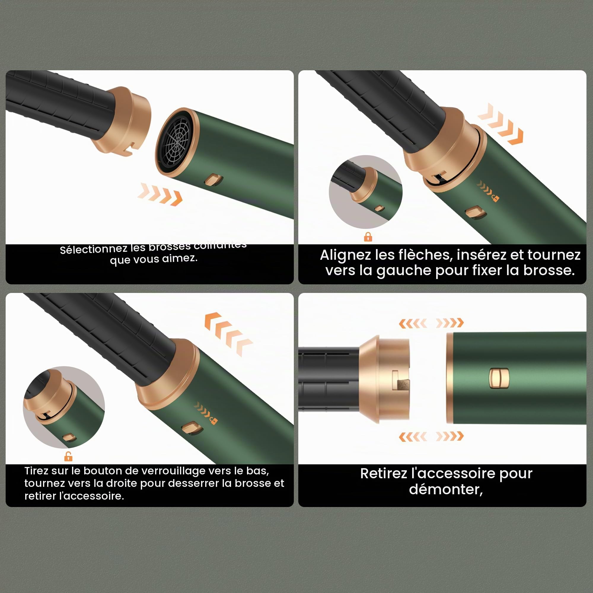 Air Brush 5 en 1, seche cheveux 5 en 1 avec Brosse Soufflante, Lisseur cheveux, Boucleur a cheveux, Thermal Brush, Air Styler 5 en 1 pour Sécher, Boucler, Lisser