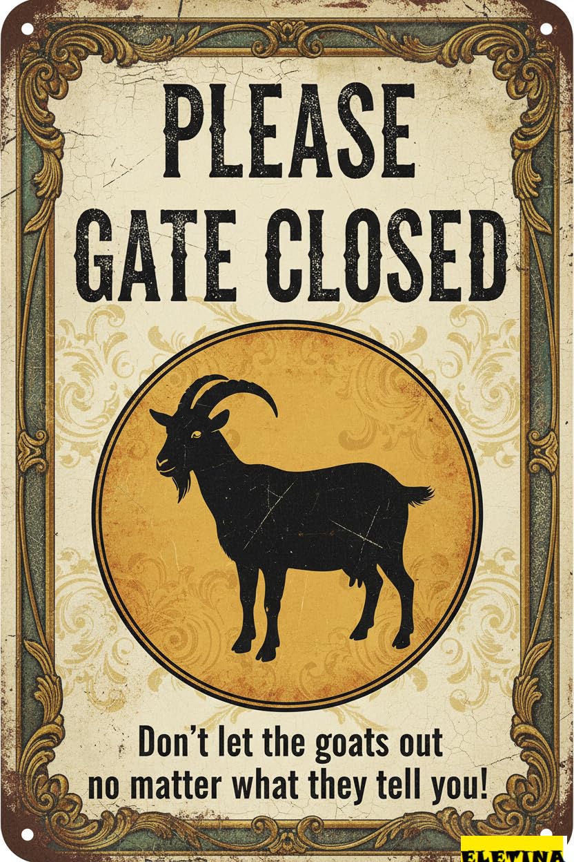 Please Keep Gate Closed Tin Sign, 8x12 Inch Wall Art
