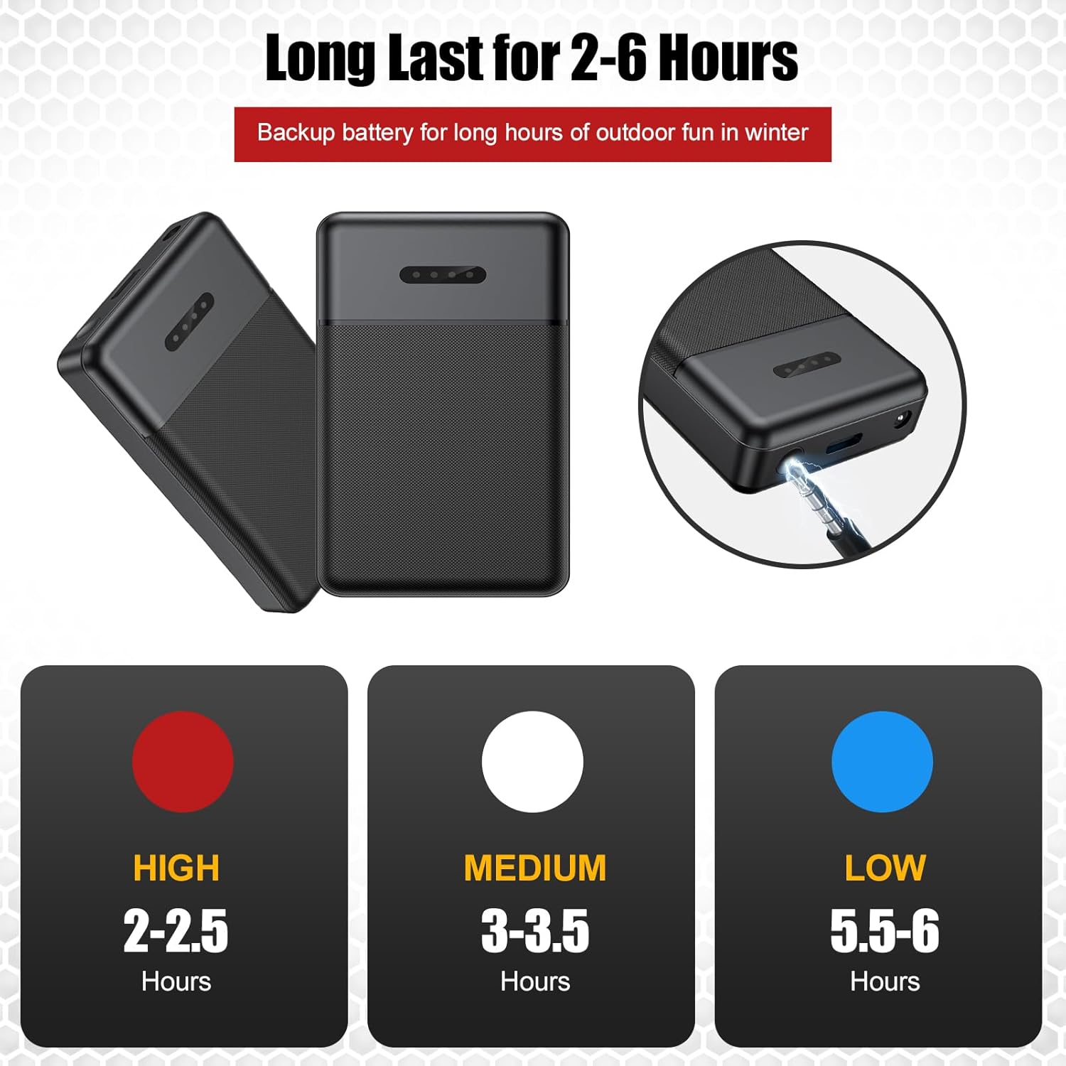 7.4V Battery Pack for Heated Gloves Socks USB Charging Cable Rechargable Lithium Polymer Batteries for Heated Gloves Socks Hats Mittens Heating Pad (2pcs Included) (ST7 3000mAh*2) - Image 3