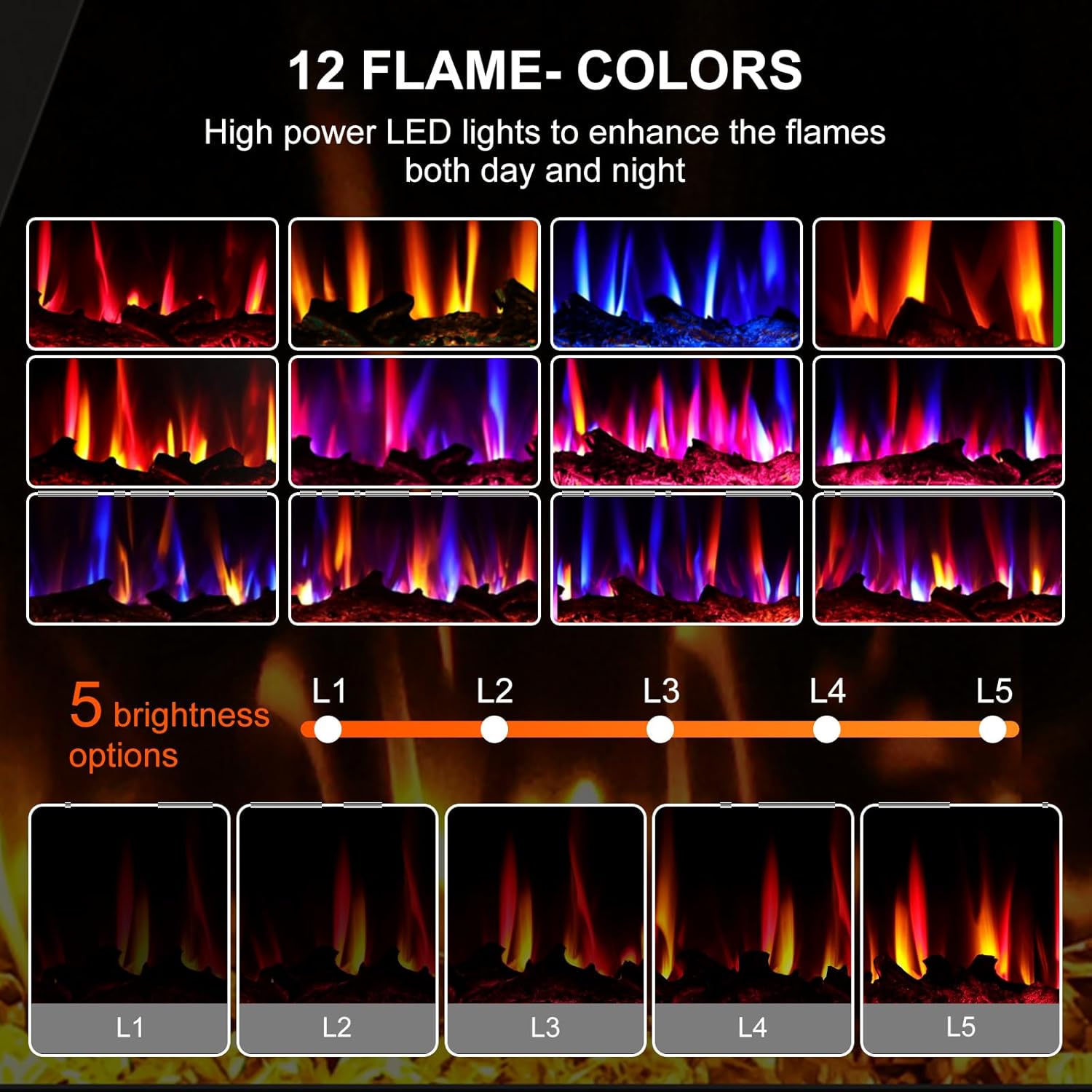 BREEZEHEAT Electric Fireplace 72" Log-Fireplace Inserts Narrow Bezel-ETL Certified,Recessed Wall Mounted,Fit for 2 x 4 and 2 x 6 Stud, Remote & Touch Control, 750W/1500W (900 Sq.Ft), Timer