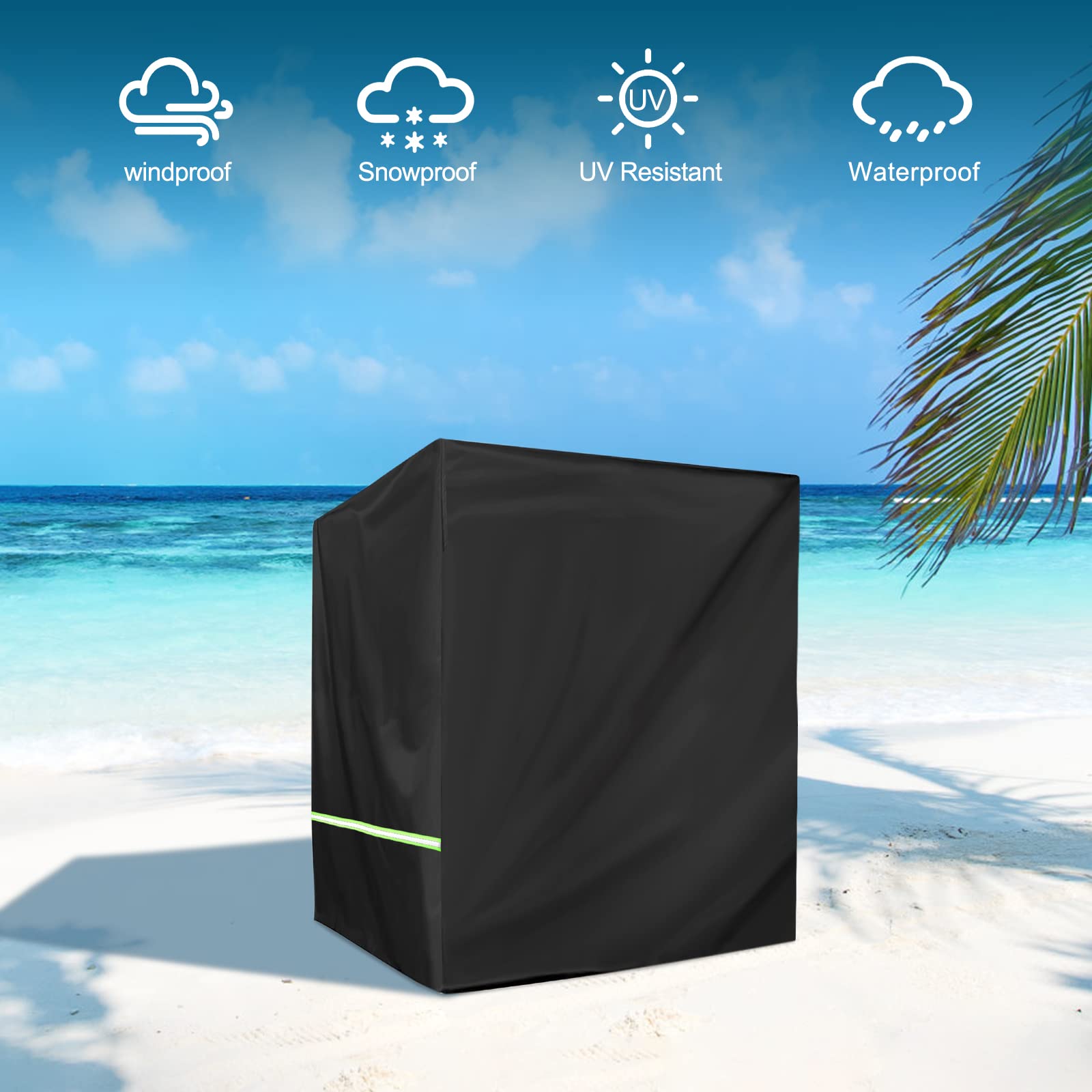 Funda protectora para sillón de playa, tejido Oxford 210D, con orificios de ventilación, impermeable y transpirable, resistente a la intemperie y a los rayos UV (135 x 105 x 175/140 cm)