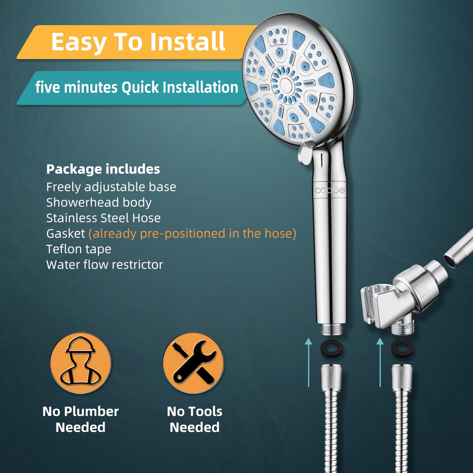 Cobbe Filtered Shower Head with Handheld, High Pressure 9 Spray Mode ...