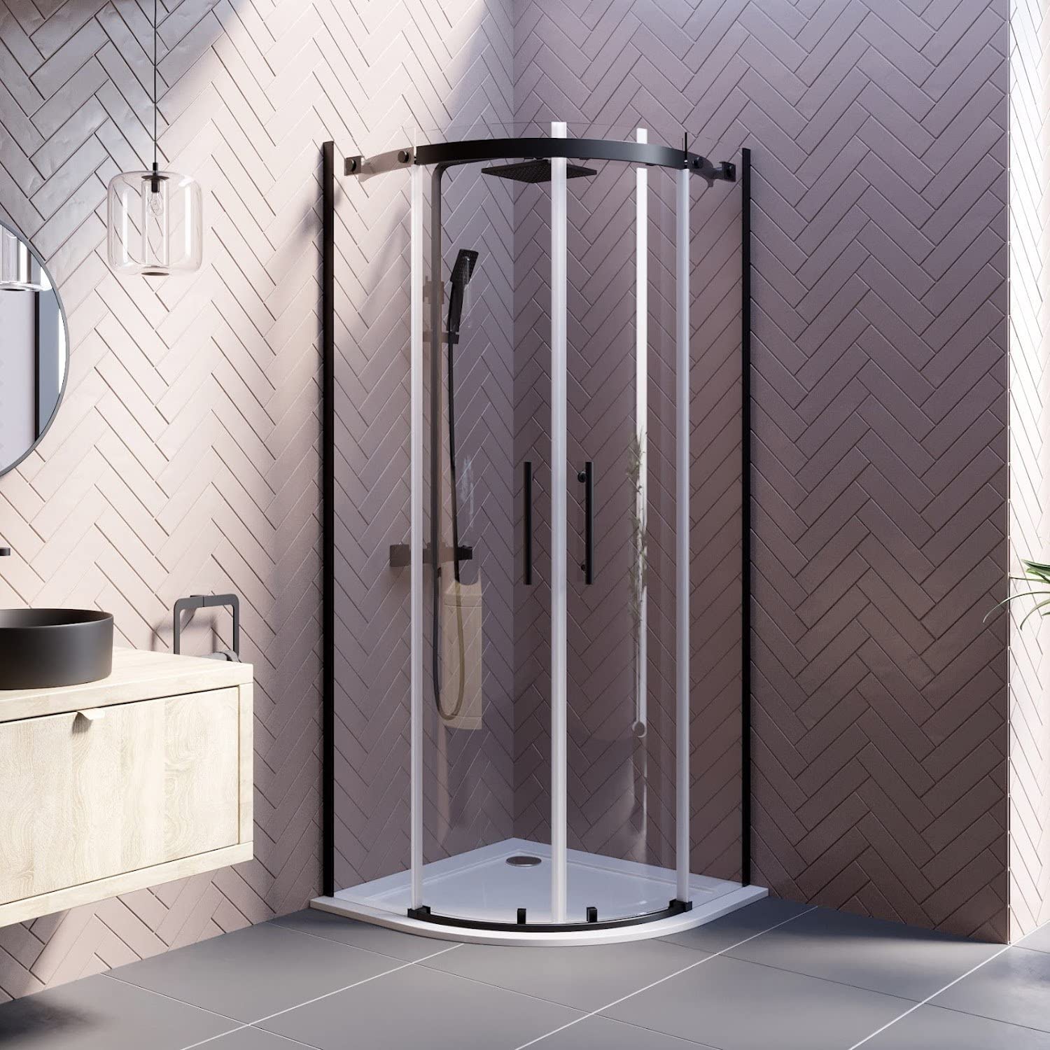 Buy Frameless 900mm Quadrant Shower Enclosure 8mm Safety Glass Matt