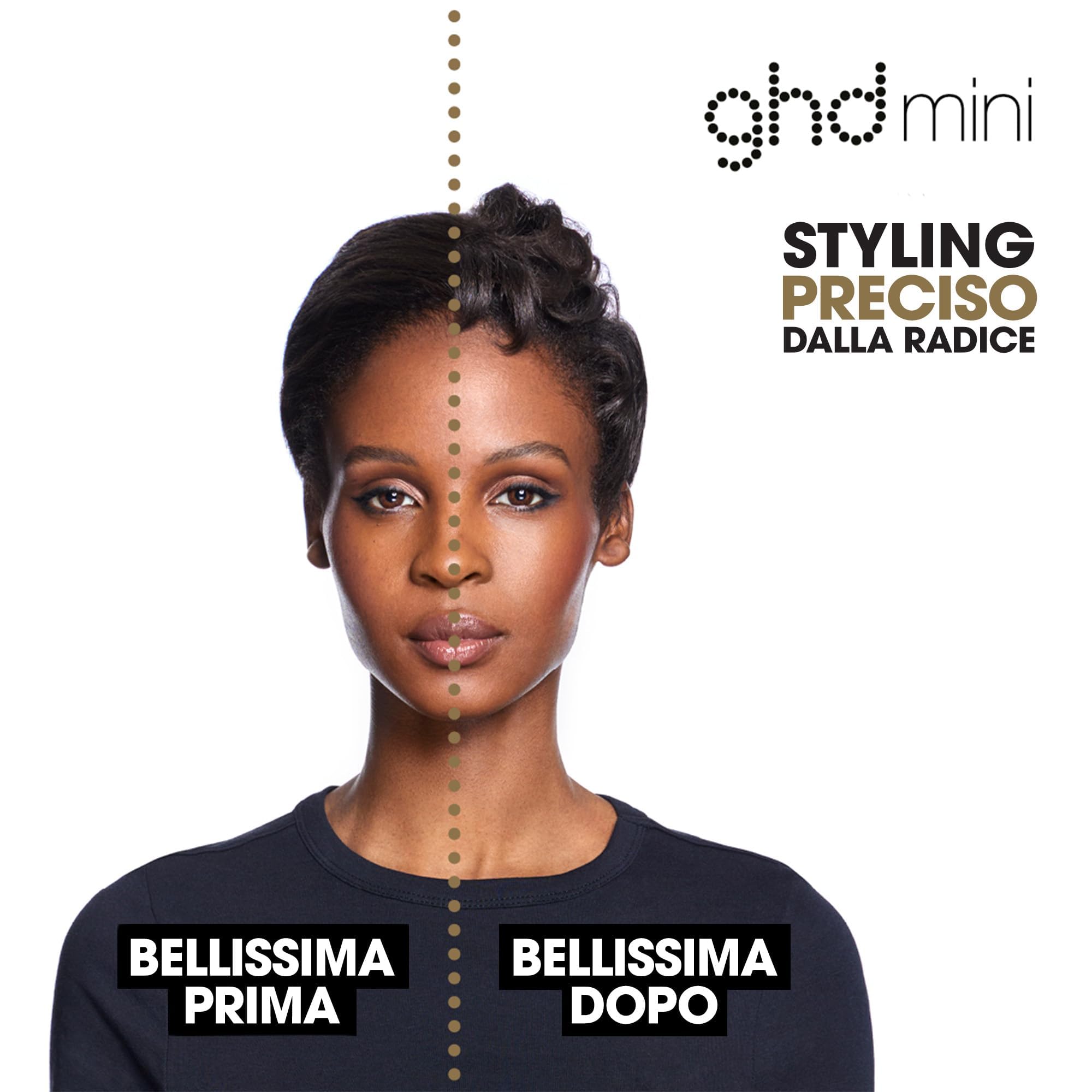 ghd Mini Styler, Piastra per Capelli con Lamelle Sottili per Styling Preciso su Acconciature Corte e Frange, Rivestimento ad Alta Lucentezza, Nero