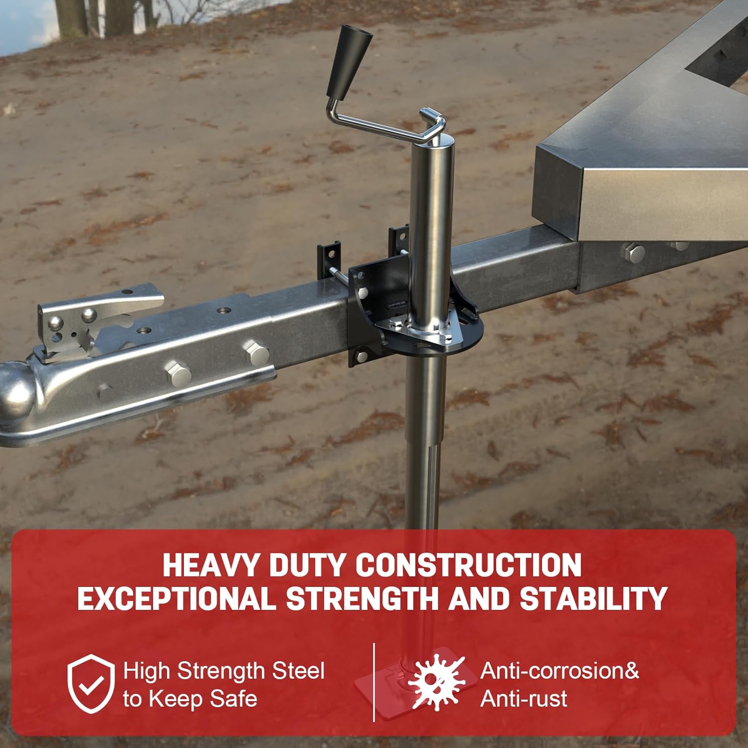 Bolt-On Jack Stand Bracket Kit for 3-Bolt and A-Frame Style Tongue Jack, Bolt-On Relocation Jack Bracket for Electric Trailer Jack Side Mounting Kit, Black Powder Coated