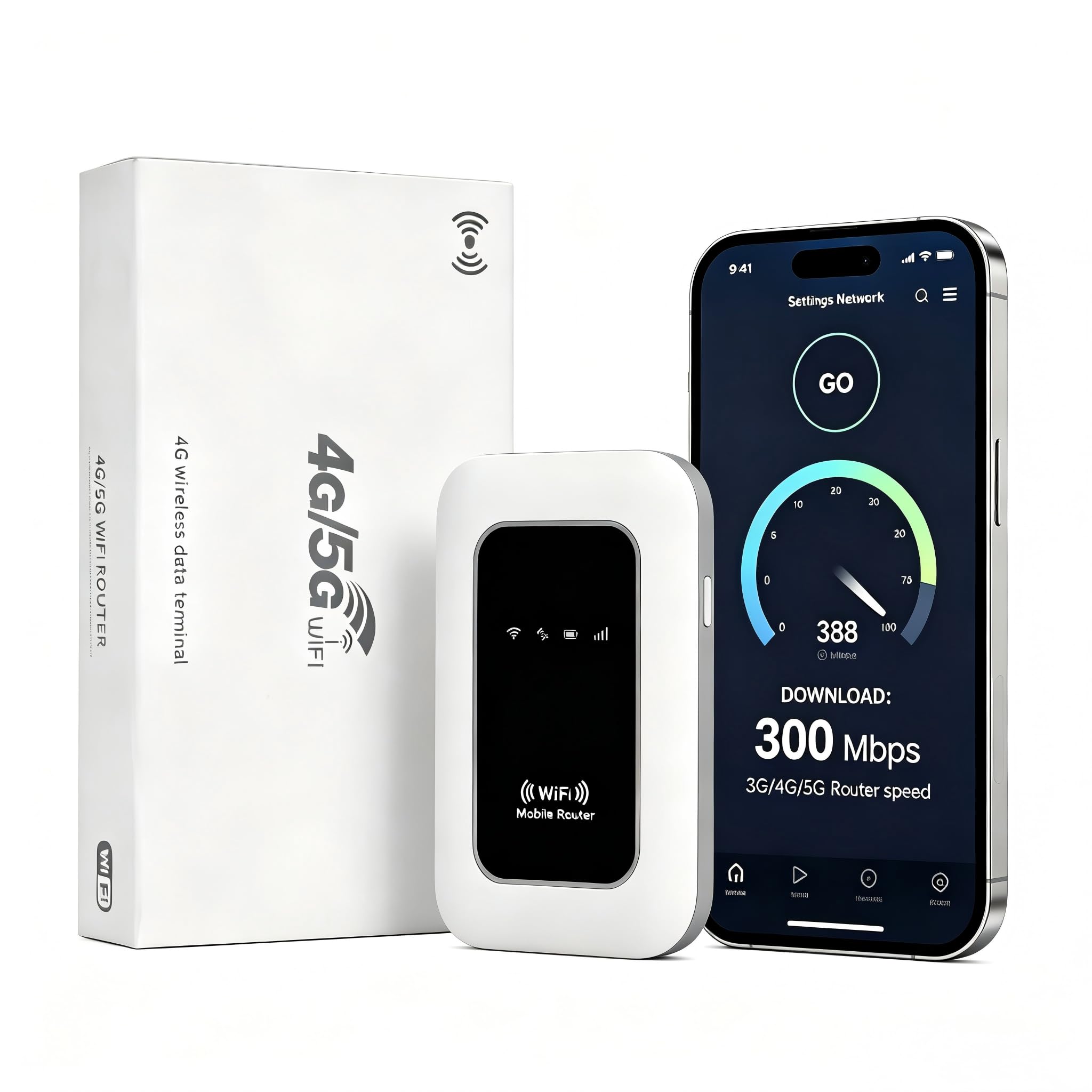 Routeur 4G Portable WiFi 6 avec Slot SIM Déverrouillé – Modem 4G Carte SIM, Internet Mobile Haut Débit 4G/4G+, Connecte jusqu'à 28 appareils
