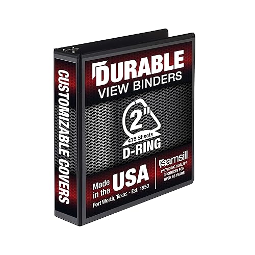 Vista 74 de Samsill Carpeta duradera de 3 anillos de 1 pulgada, fabricada en Estados Unidos, carpeta de anillos en D, cubierta transparente personalizable