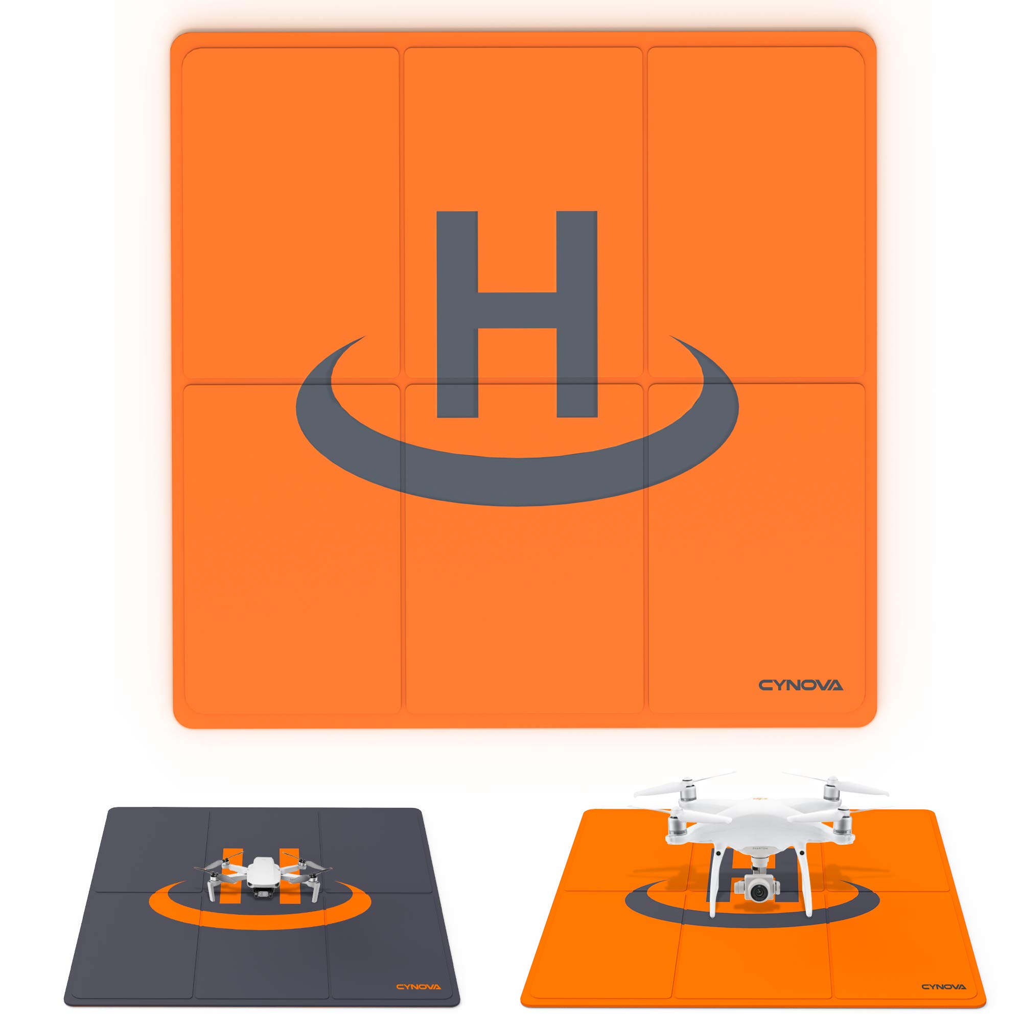 CYNOVA Universal Drone Landing Pad (25.6in/65cm) Compatible with DJ FPV/Air 2S/ Mavic Air 2/ Mini 2/ Mavic Mini/Mavic 2 Pro/Zoom/Phantom Series, Double-Sided, Quick Foldable(2x3 fold)