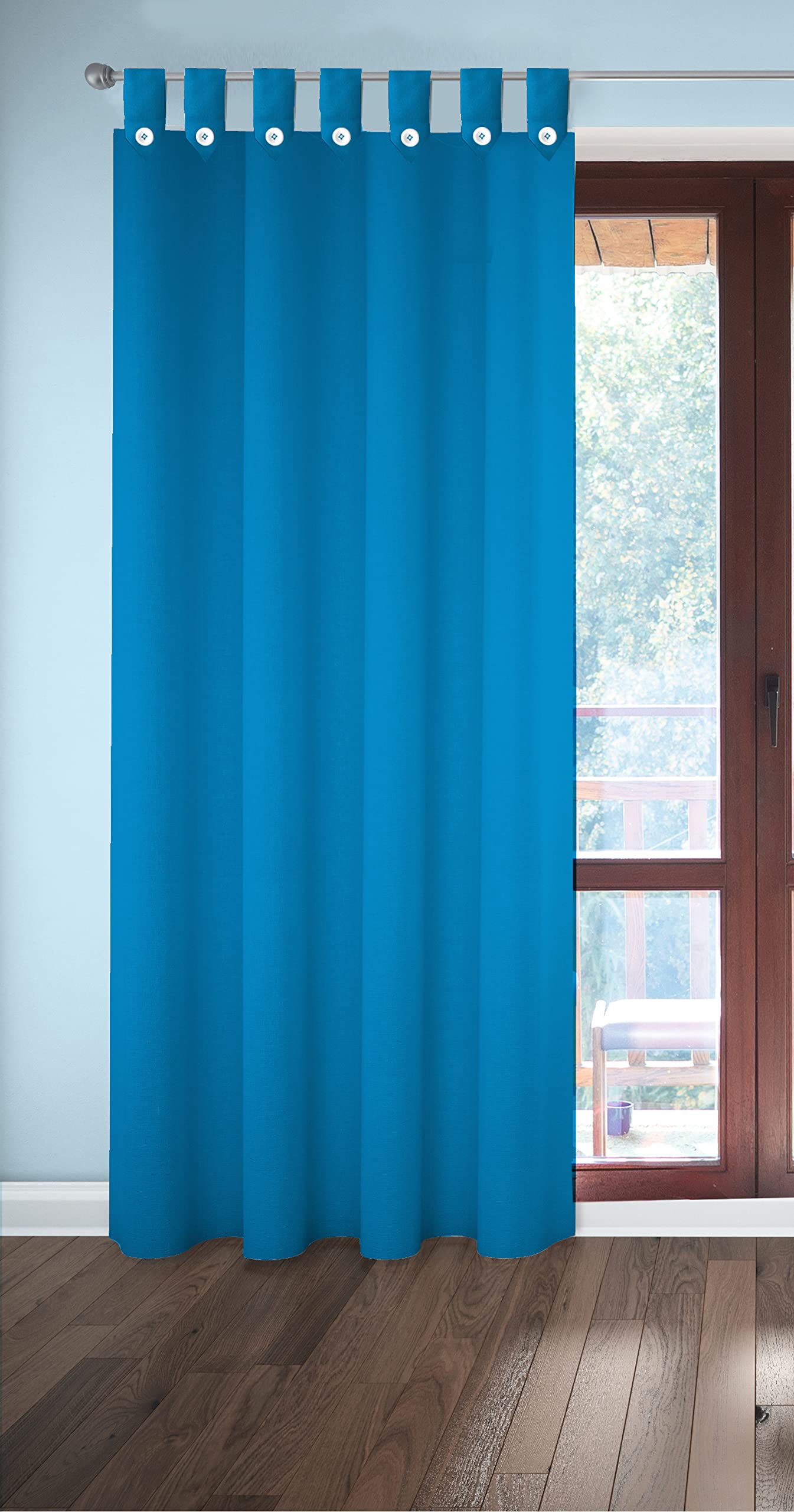 Blue Colour Loop Door Cotton Curtain - Pack of 1 Piece-picture-16